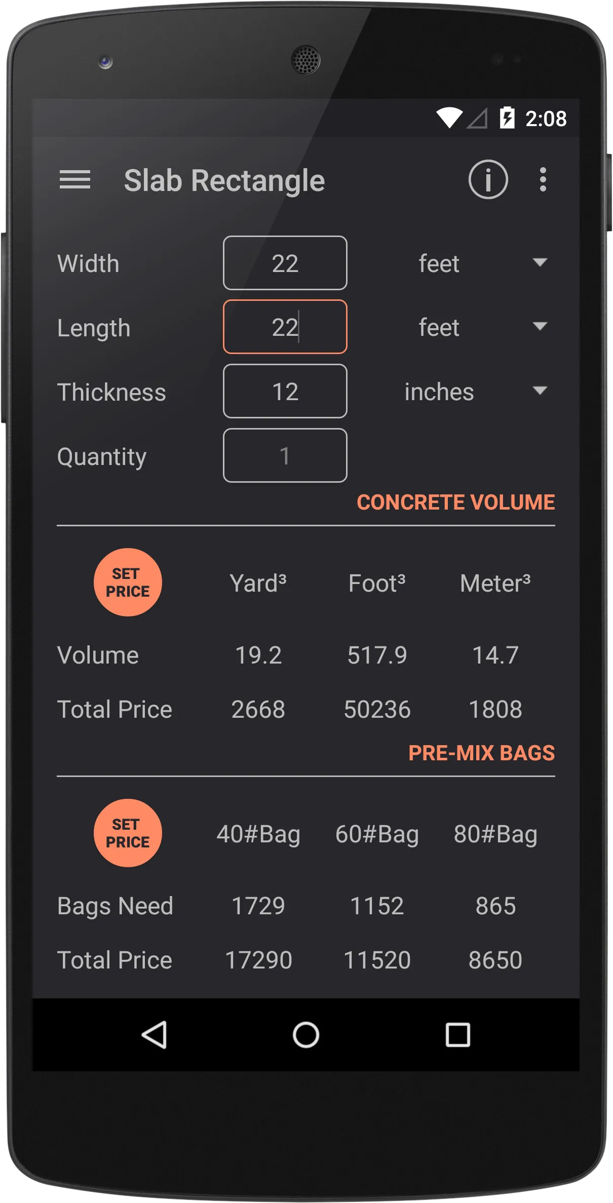 Binder - Concrete Calculator | Indus Appstore | Screenshot