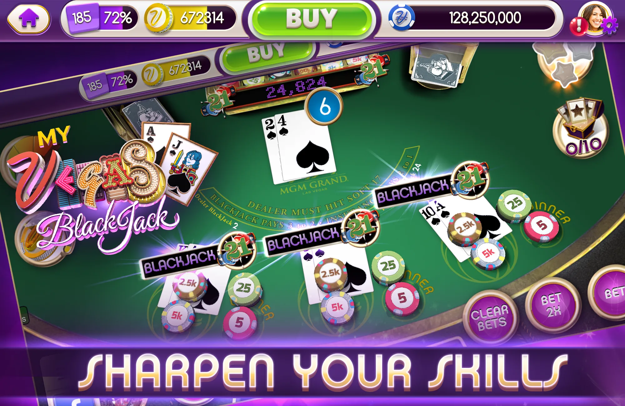 myVEGAS BlackJack 21 Card Game | Indus Appstore | Screenshot