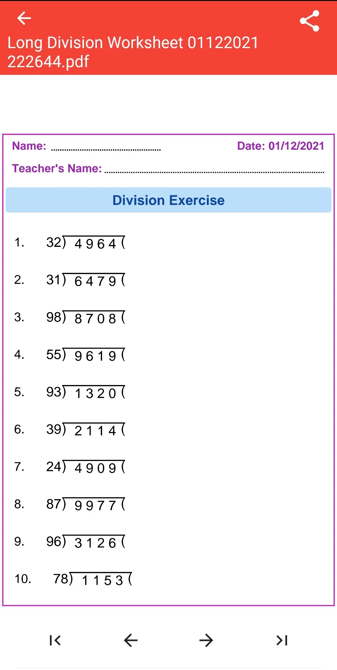 Math Long Division | Indus Appstore | Screenshot