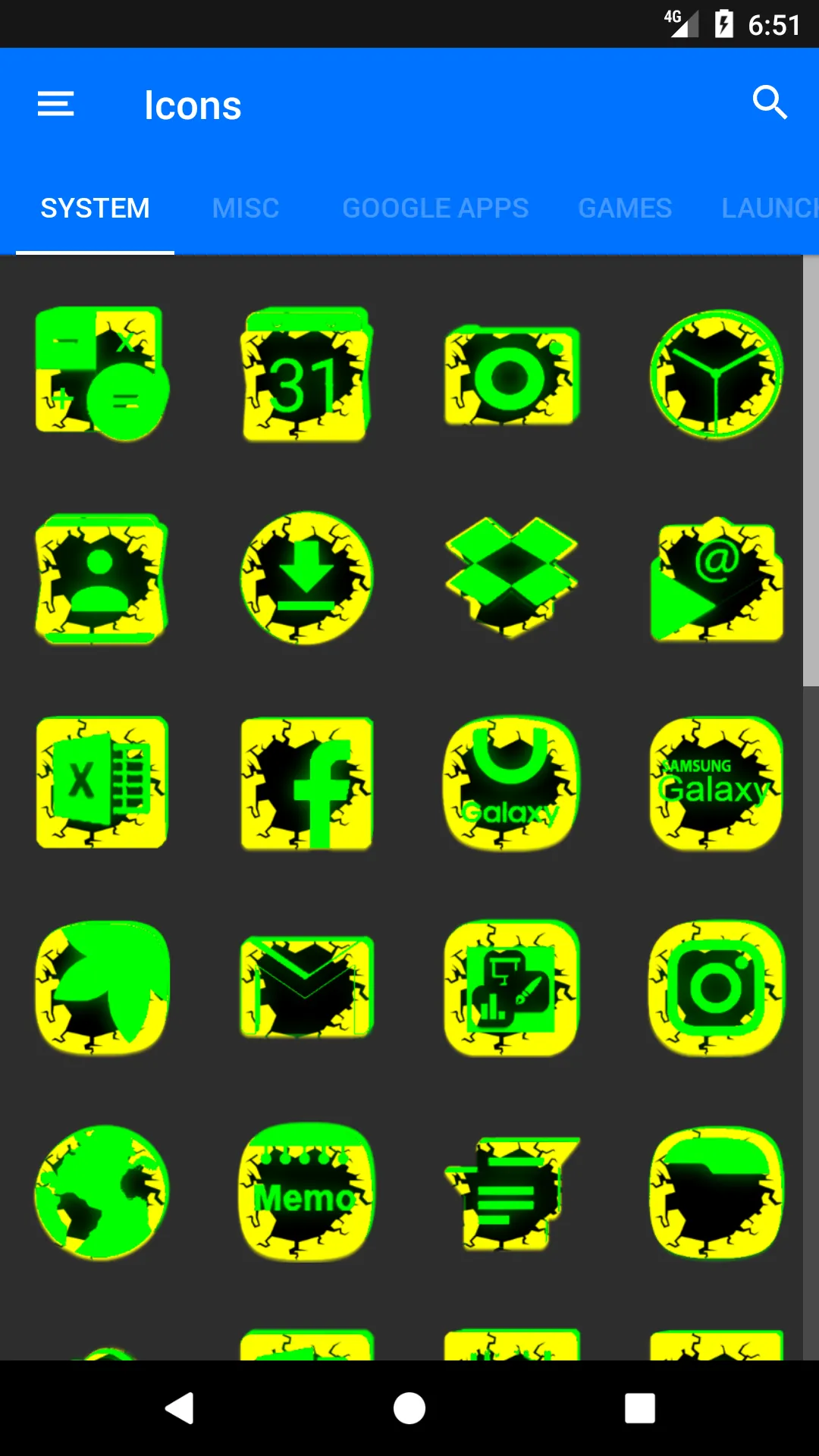 Cracked Yellow Green Icon Pack | Indus Appstore | Screenshot