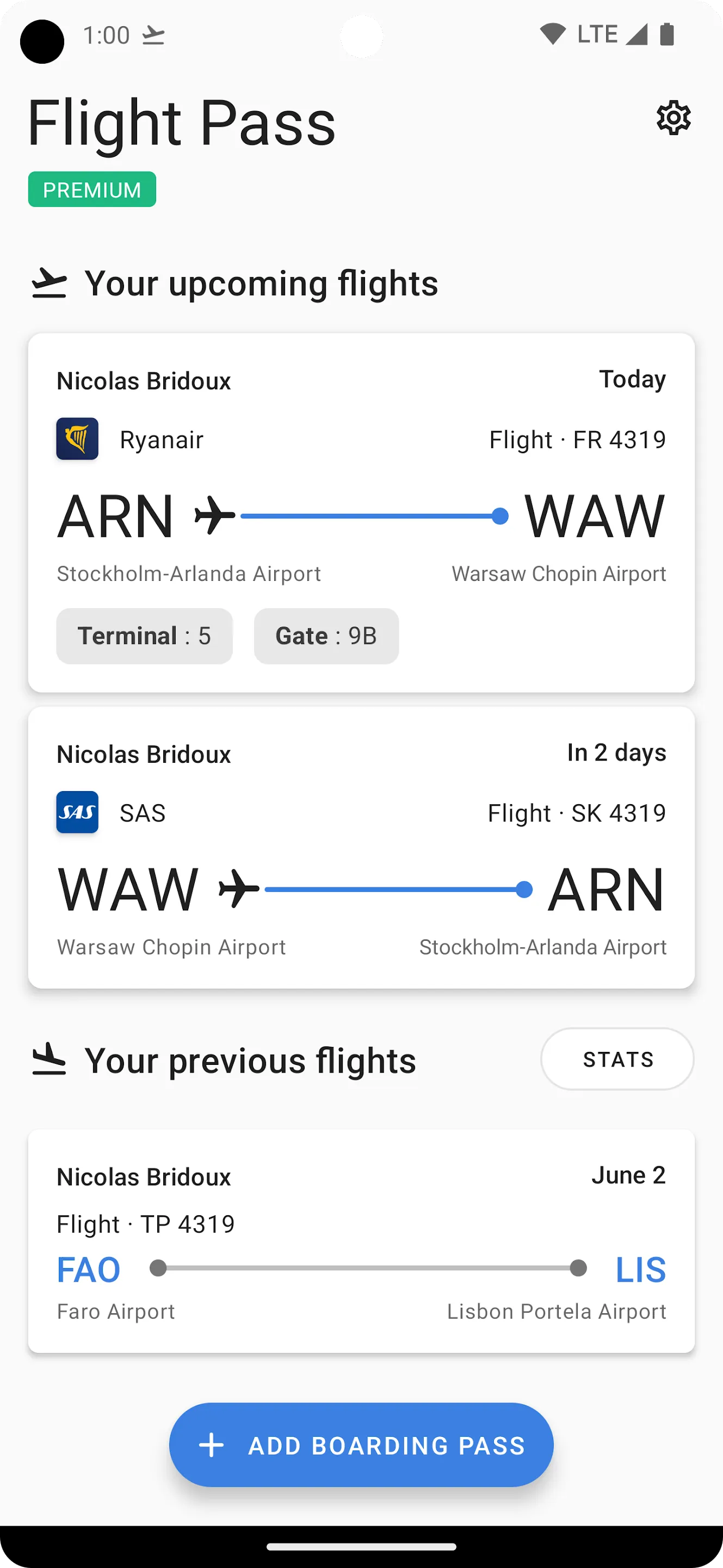 Flight Boarding Pass Wallet | Indus Appstore | Screenshot