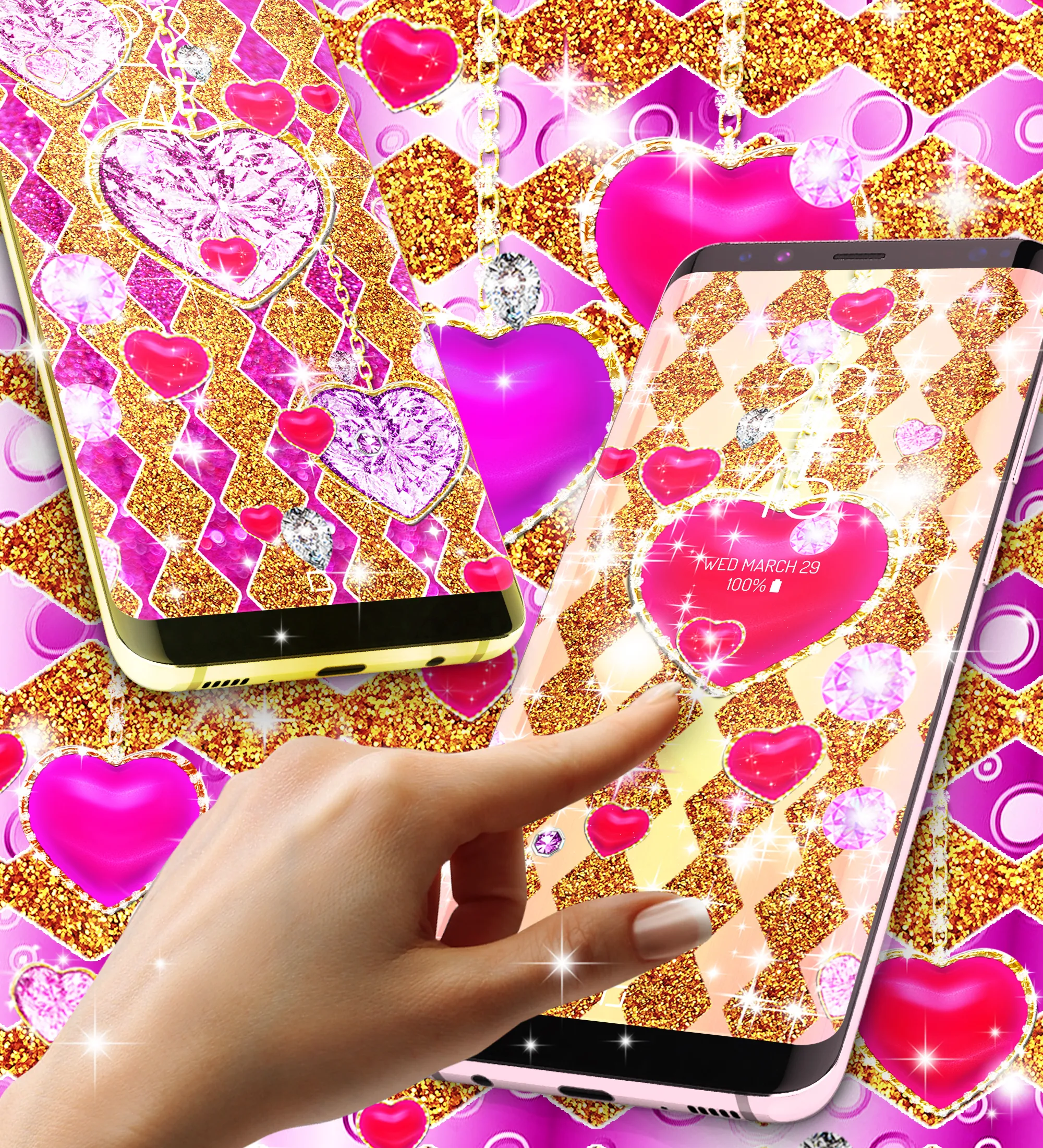 Golden diamond heart wallpaper | Indus Appstore | Screenshot