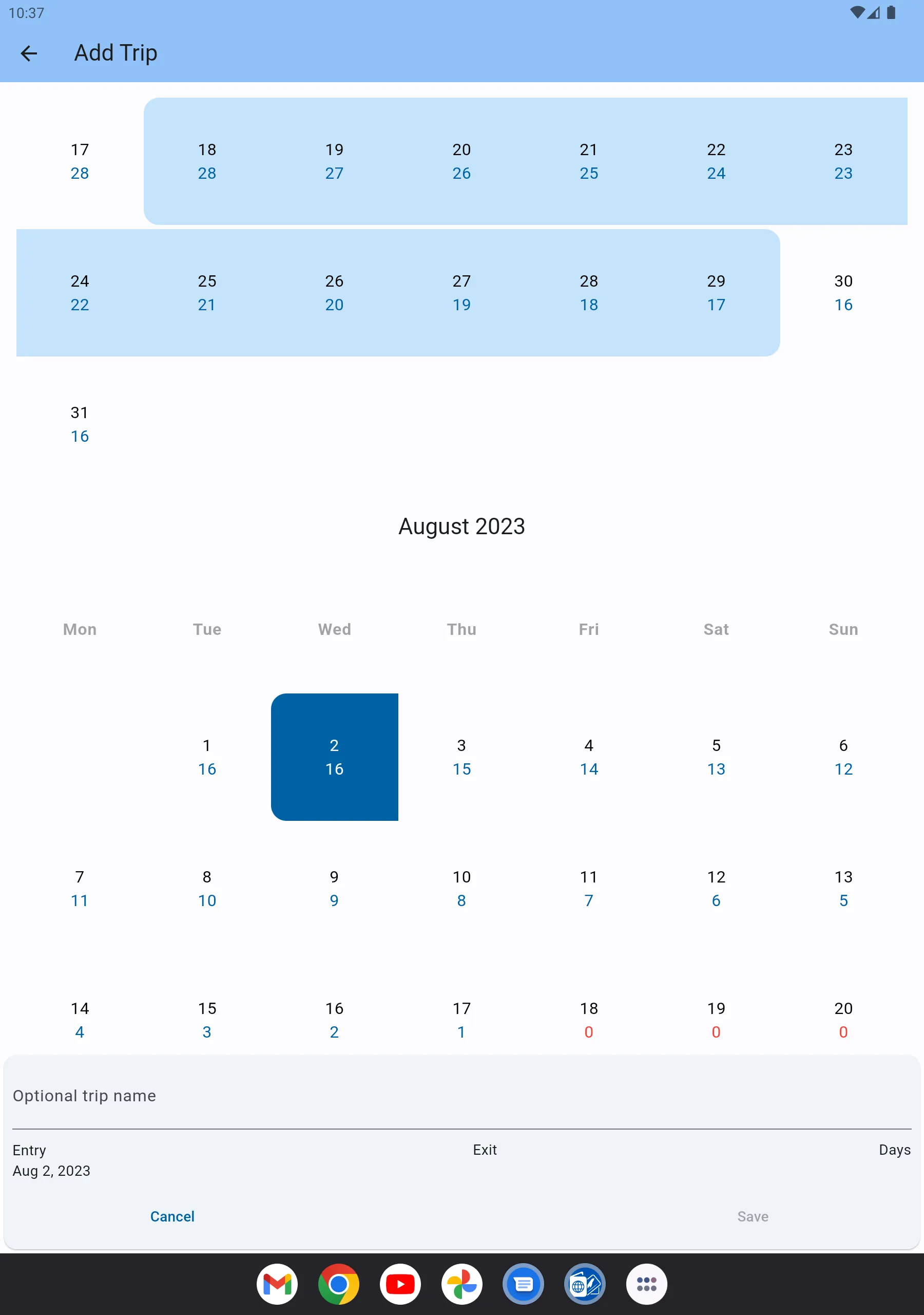 Schengen Calculator | Indus Appstore | Screenshot