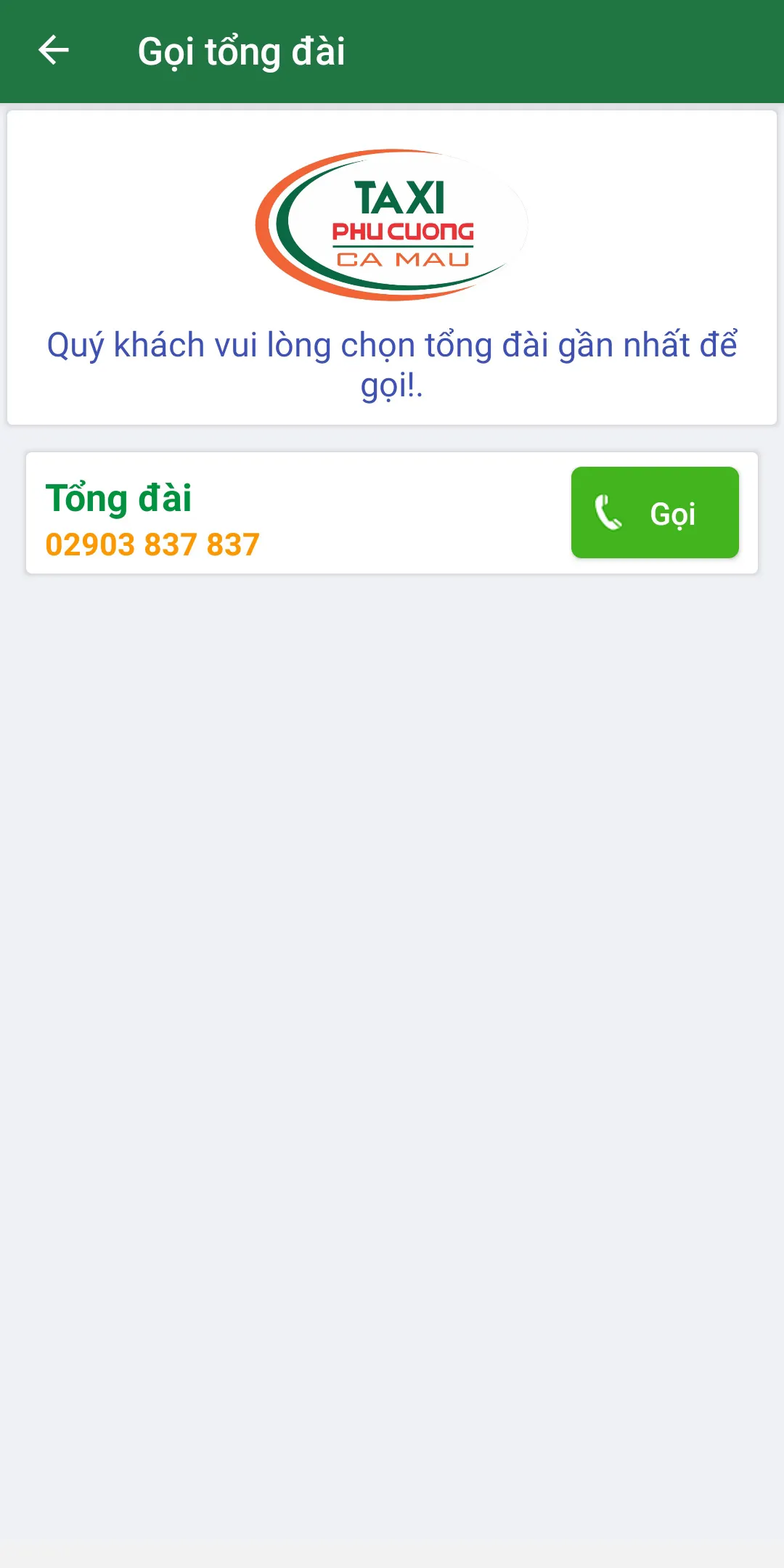 Taxi Phú Cường Cà Mau | Indus Appstore | Screenshot