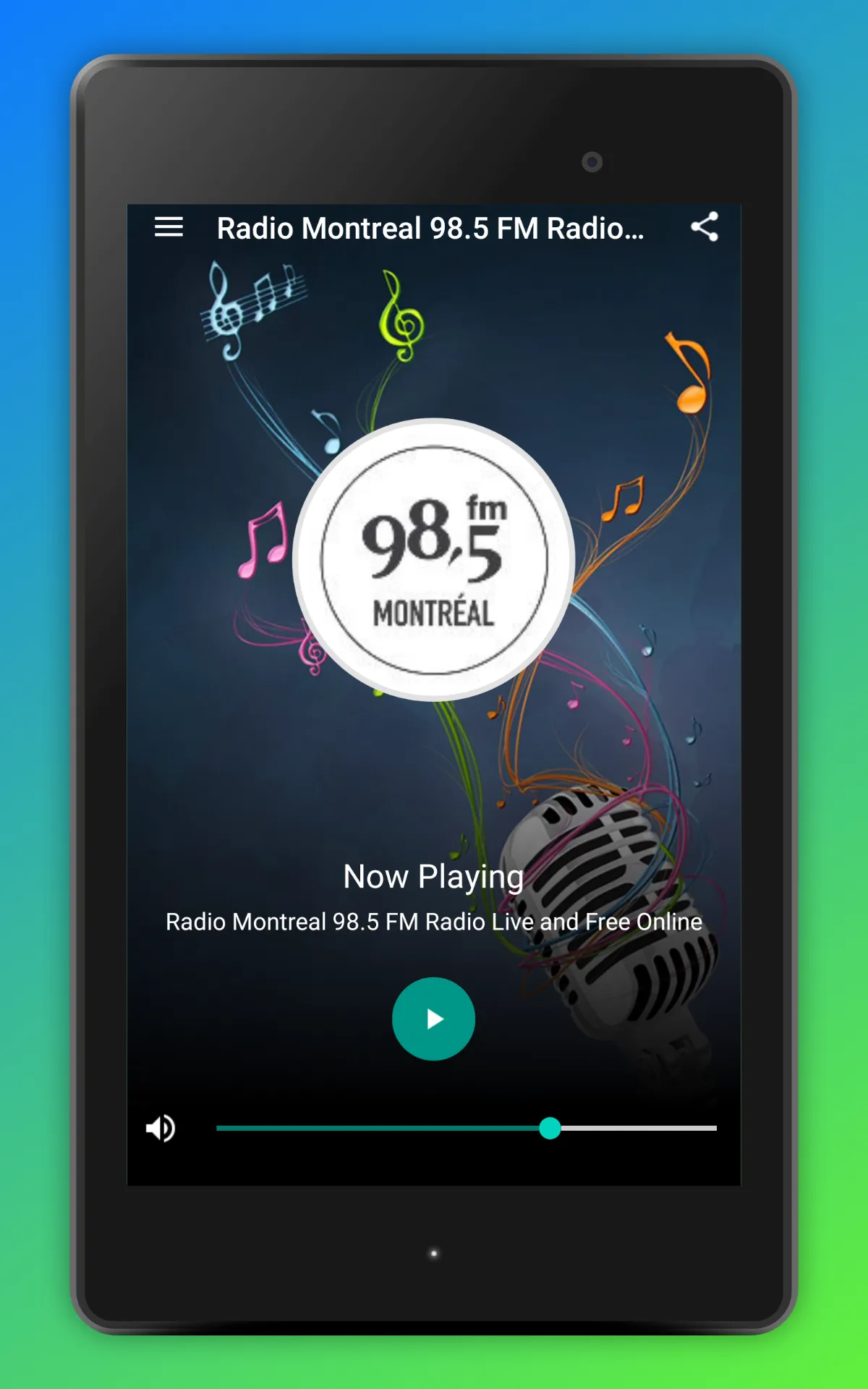 Radio 98.5 Montreal FM Canada | Indus Appstore | Screenshot