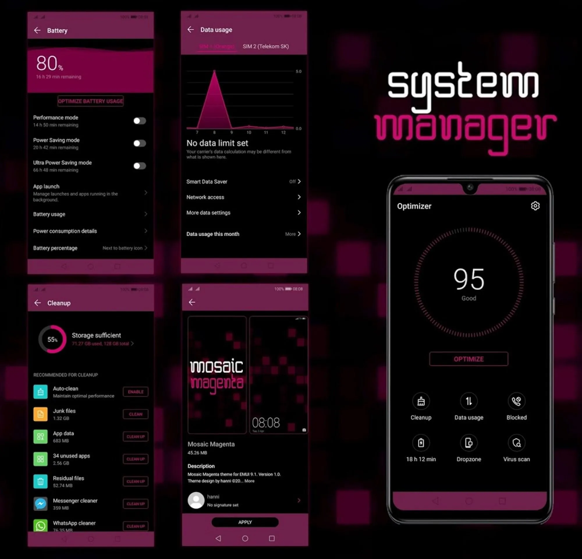 [EMUI 9.1]Mosaic Magenta Theme | Indus Appstore | Screenshot