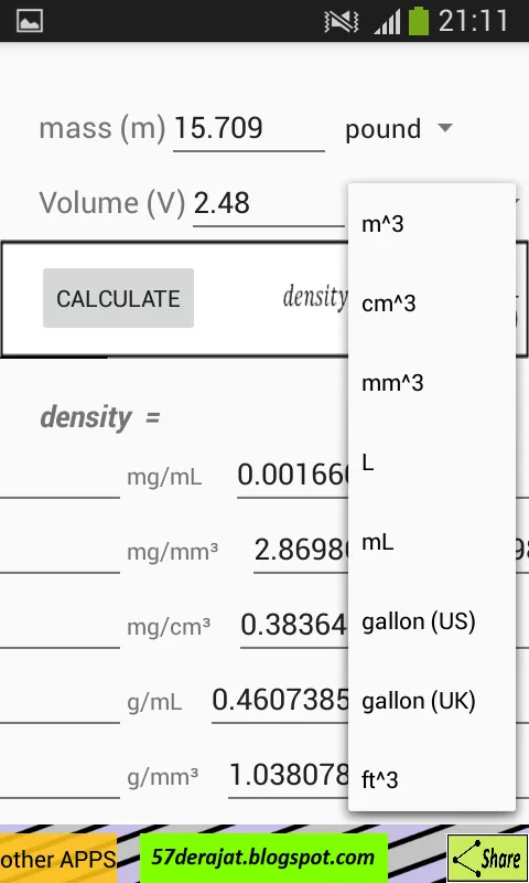 Density Calculator | Indus Appstore | Screenshot