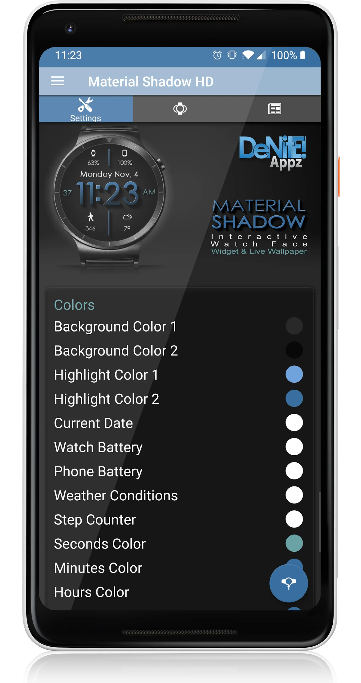 Material Shadow HD Watch Face | Indus Appstore | Screenshot