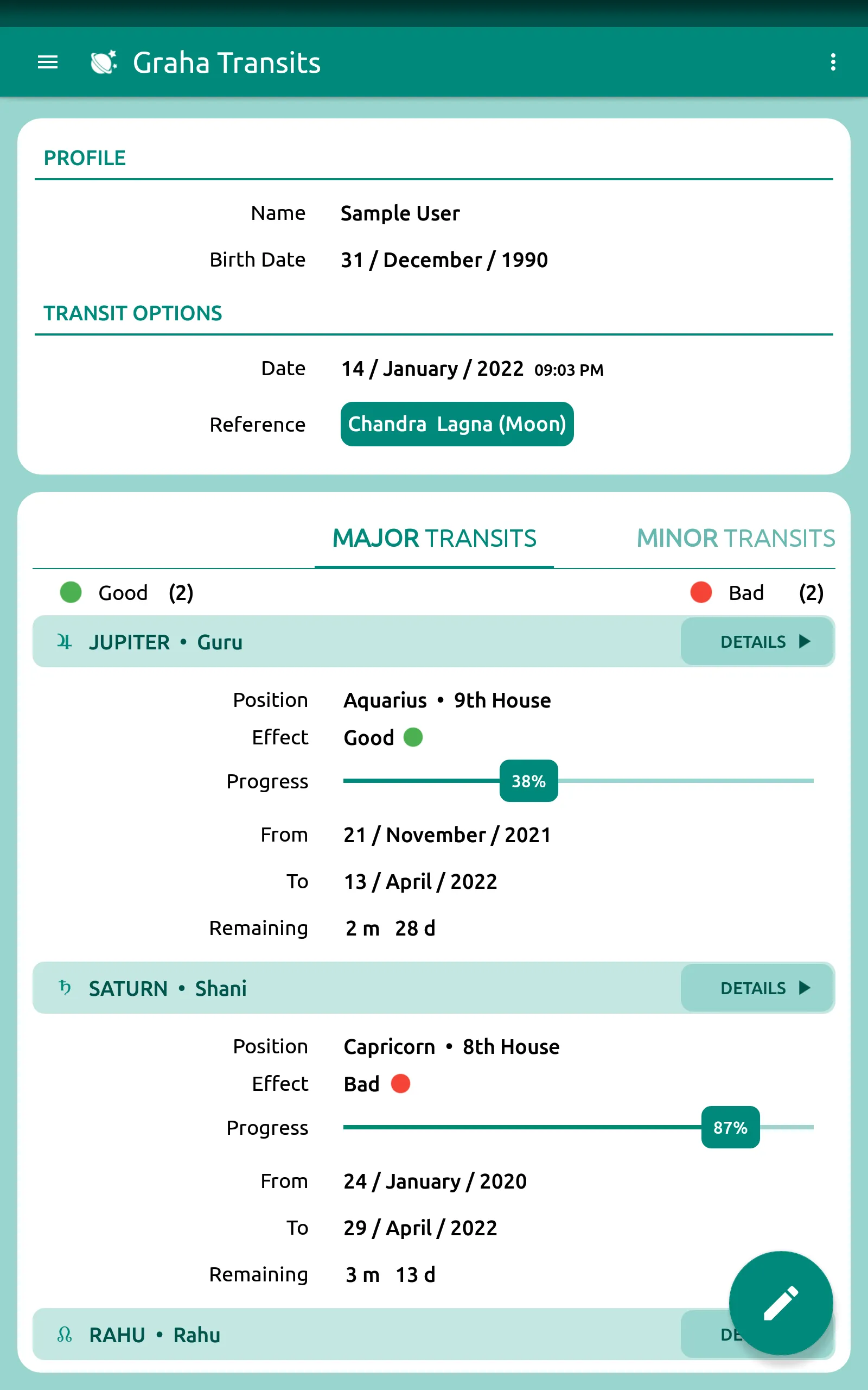 Graha Transits | Indus Appstore | Screenshot