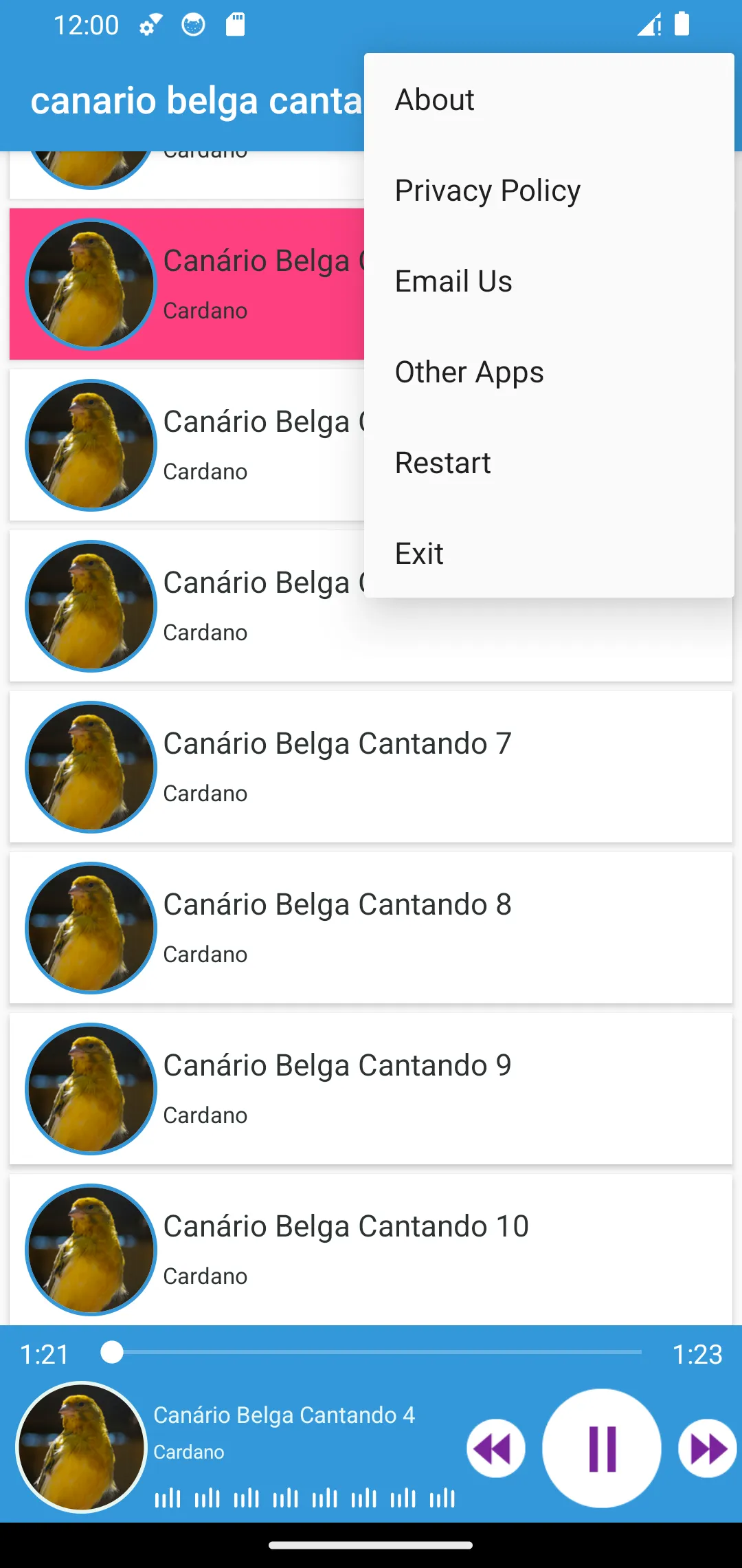 Canário Belga Cantando | Indus Appstore | Screenshot