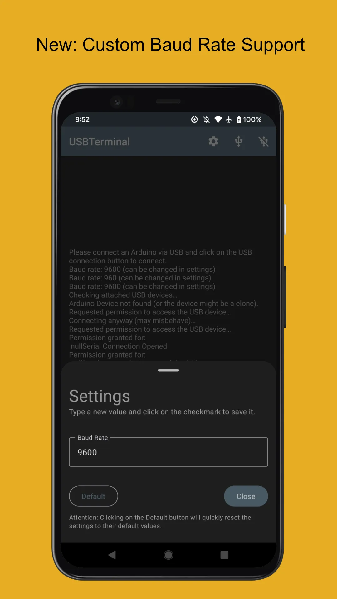 Arduino USB Terminal (Open) | Indus Appstore | Screenshot