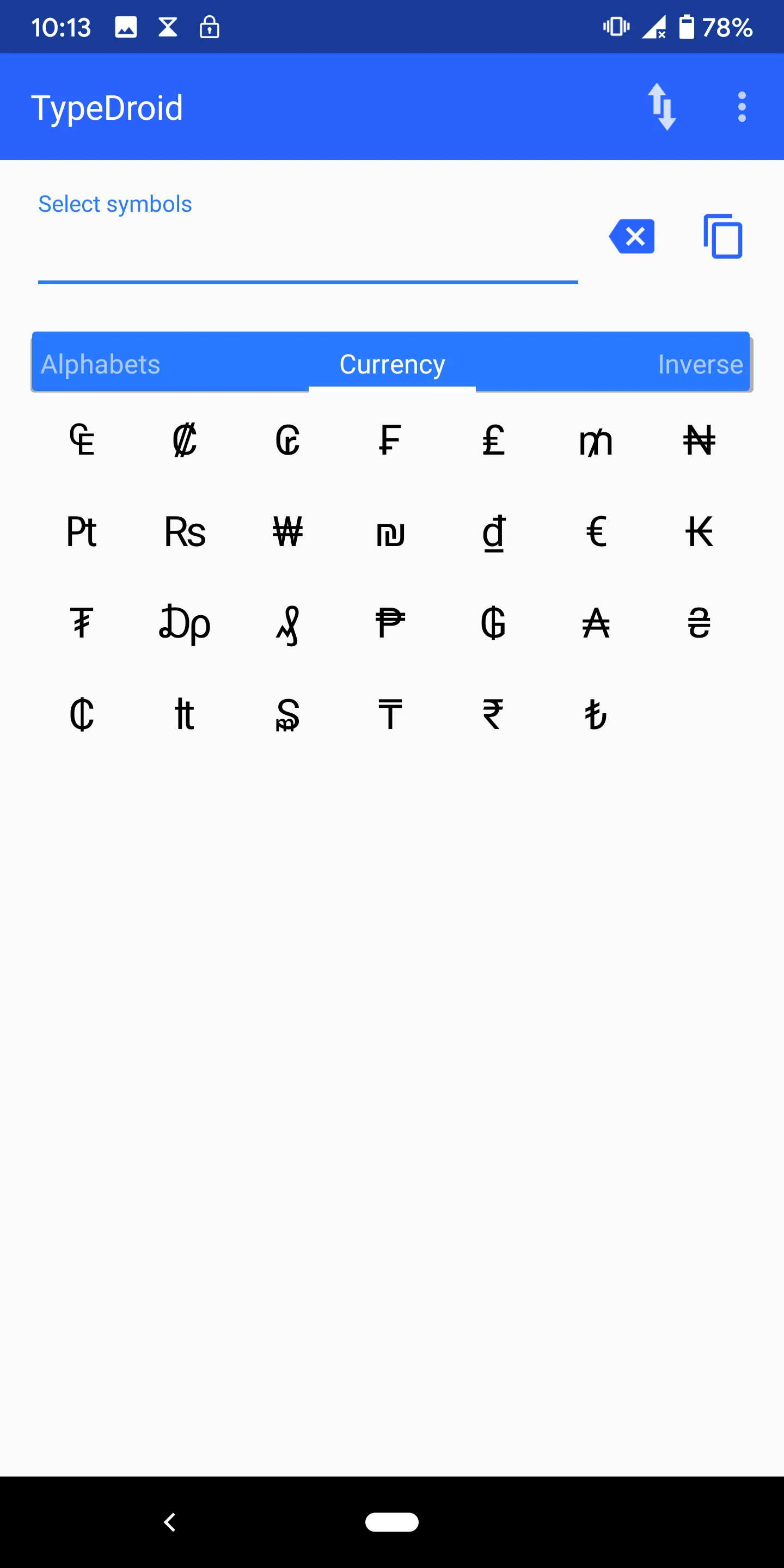 Type Droid (1000+ symbols) | Indus Appstore | Screenshot