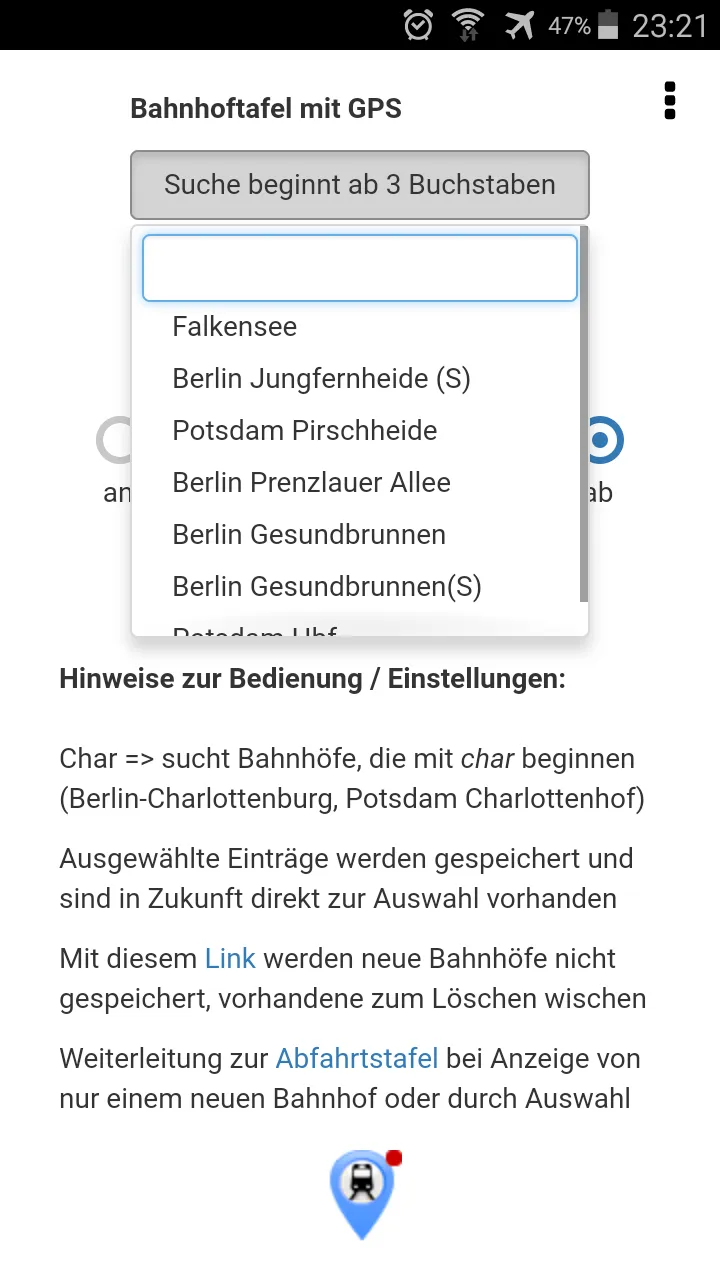 Bahnhoftafel mit GPS | Indus Appstore | Screenshot