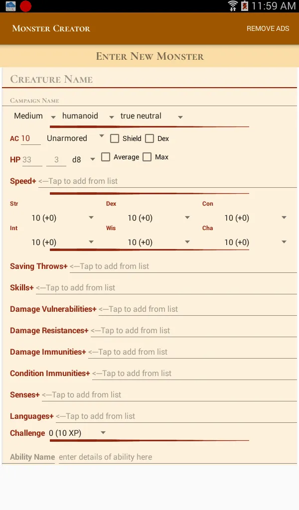 5e Monster Creator | Indus Appstore | Screenshot