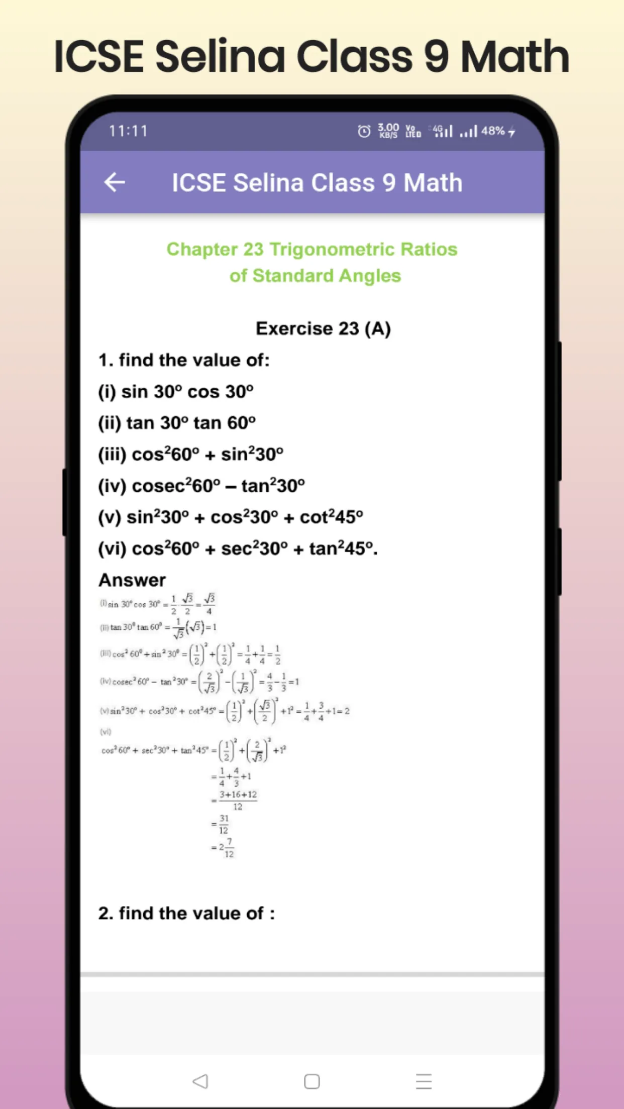 ICSE Selina Class 9 Math | Indus Appstore | Screenshot