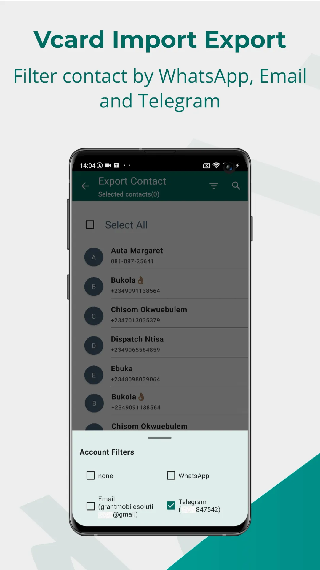 Vcard Import Export | Indus Appstore | Screenshot