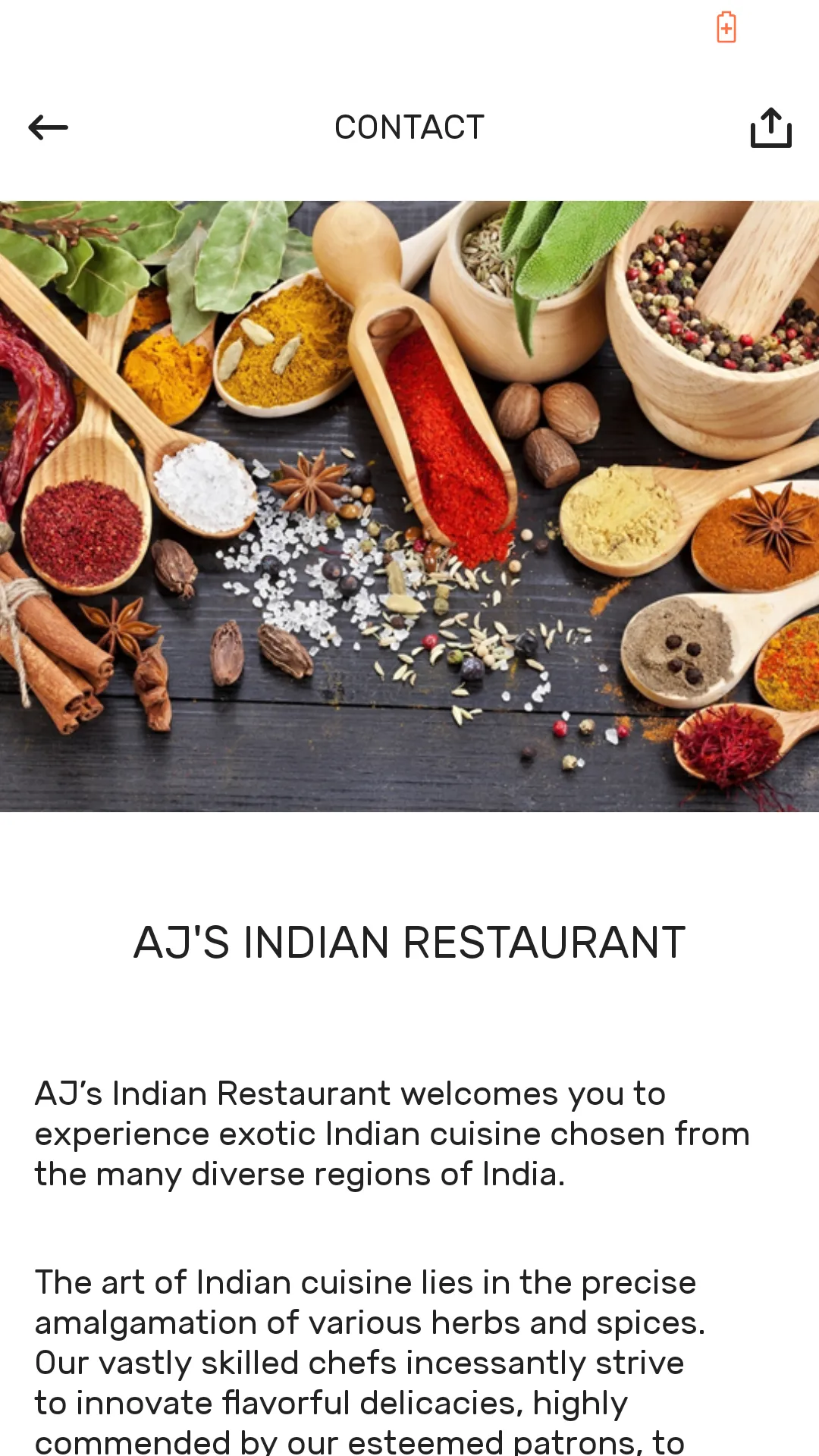 AJ's Indian Restaurant | Indus Appstore | Screenshot