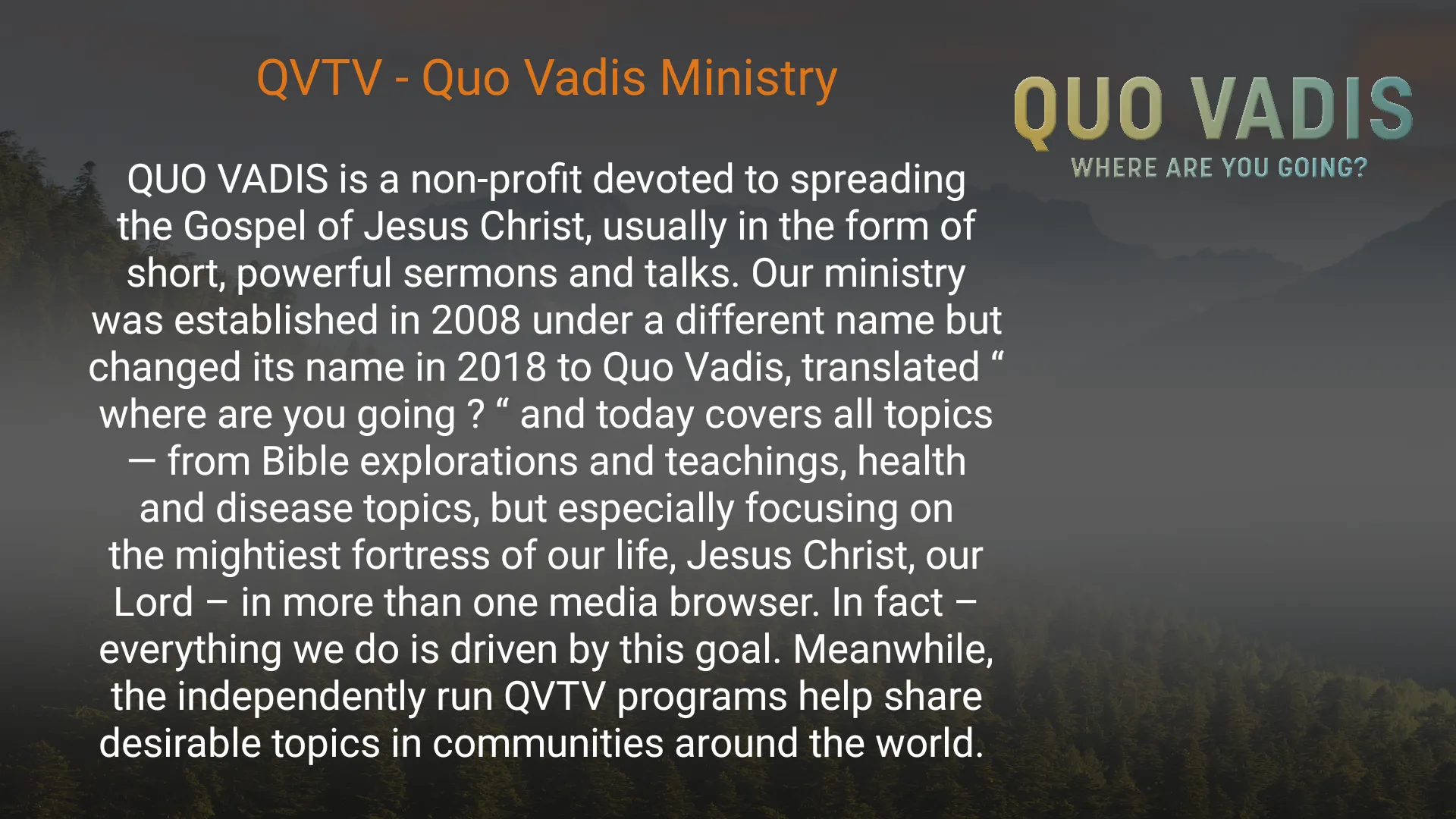 QVTV - Quo Vadis Ministry | Indus Appstore | Screenshot