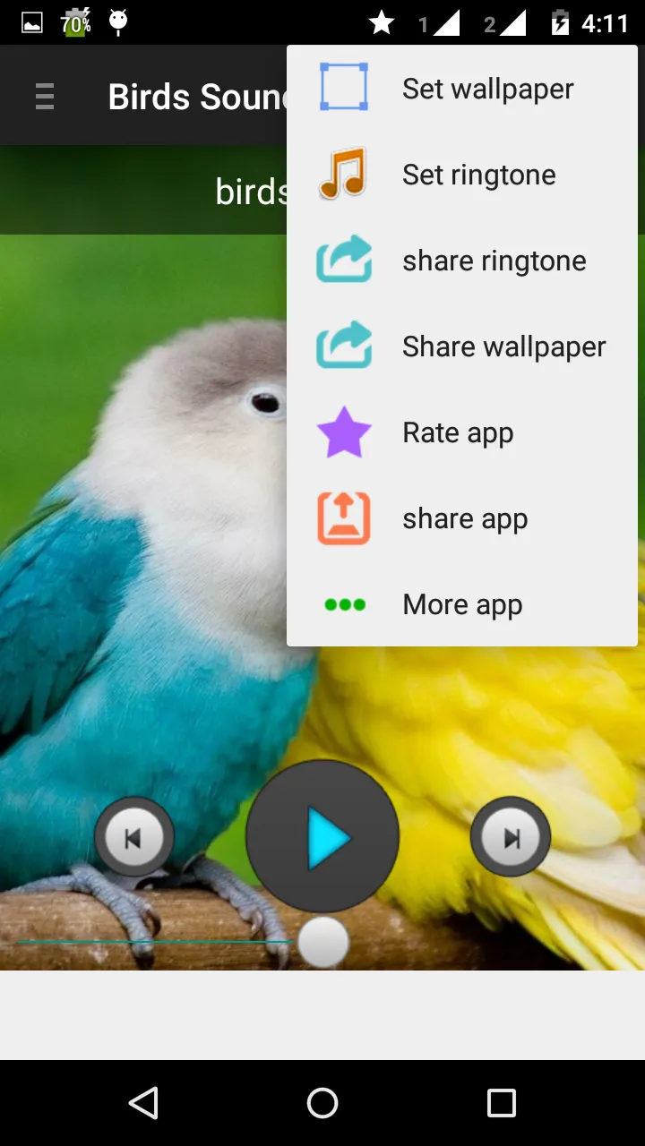 Birds sounds ringtones | Indus Appstore | Screenshot