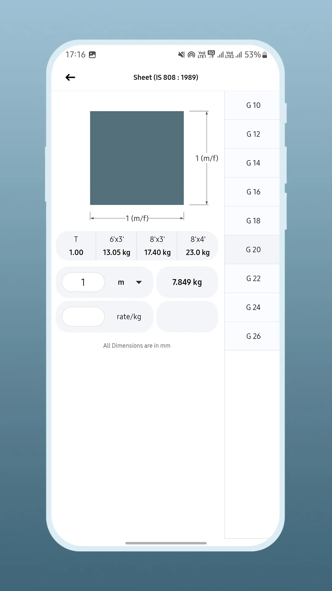 Indian Standard Steel Table | Indus Appstore | Screenshot