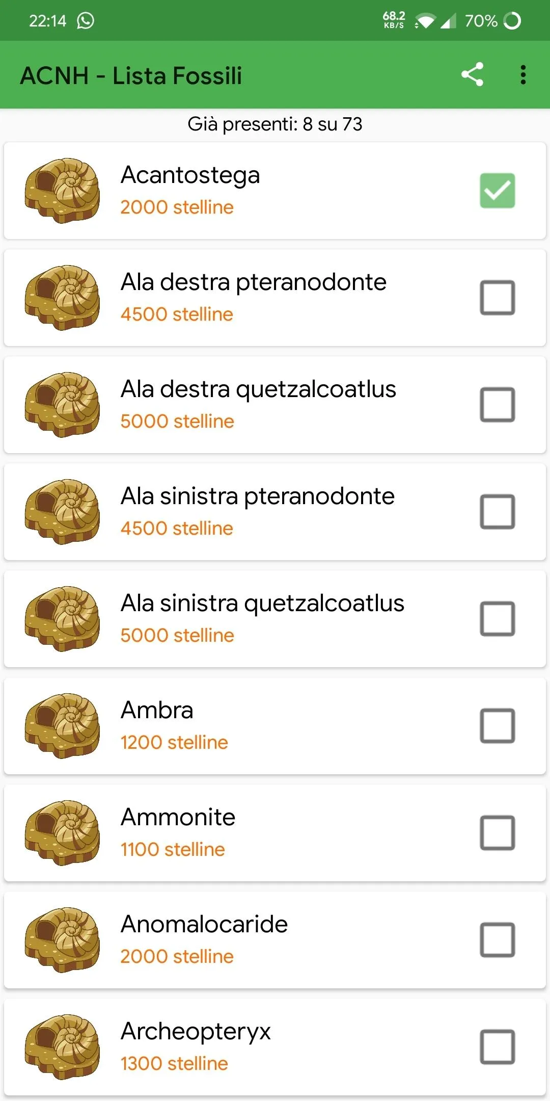 ACNH - Lista Fossili | Indus Appstore | Screenshot