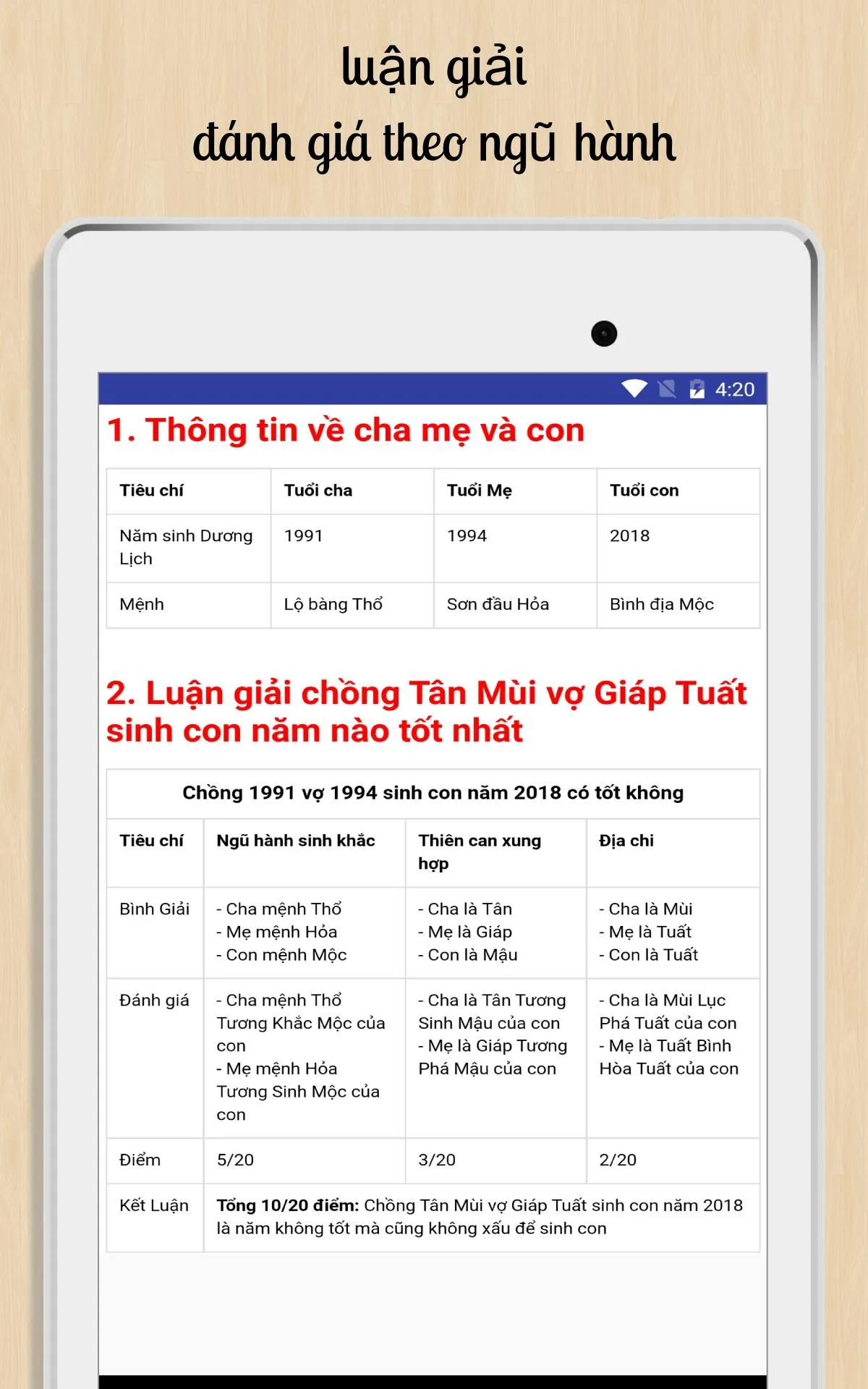 Xem tuổi sinh con hợp bố mẹ | Indus Appstore | Screenshot