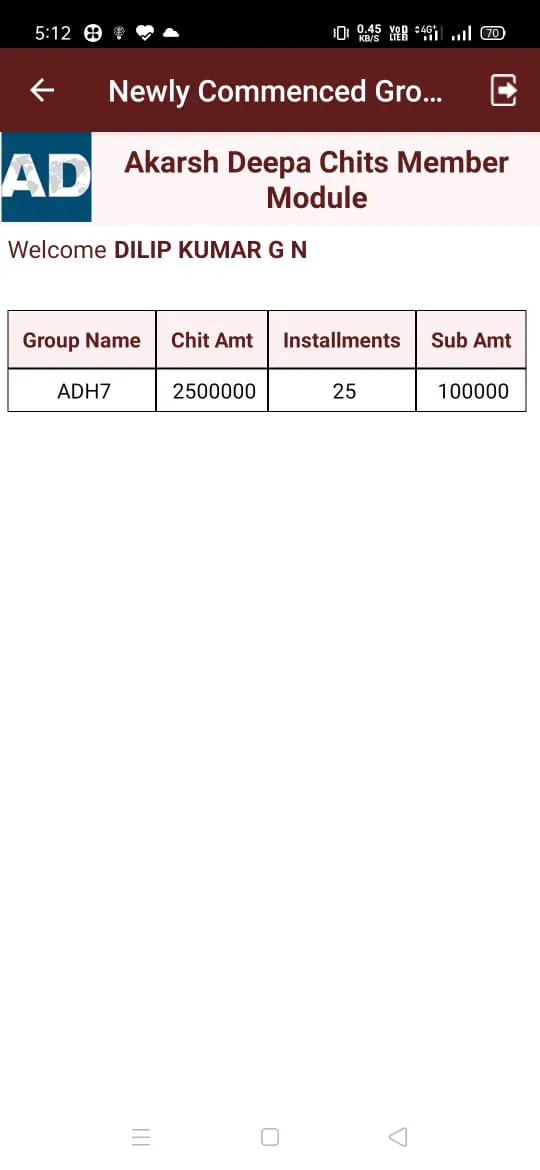 Akarsh Deepa Chits Member Modu | Indus Appstore | Screenshot