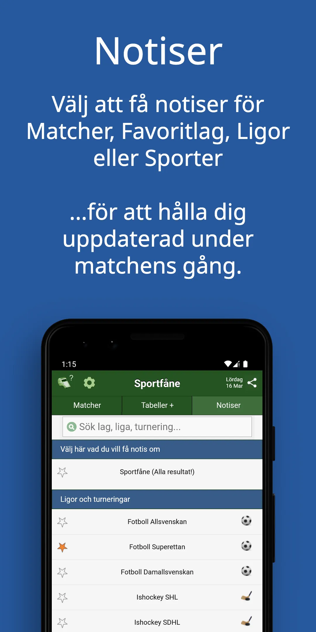 Sportfåne - Målservice SHL PL+ | Indus Appstore | Screenshot