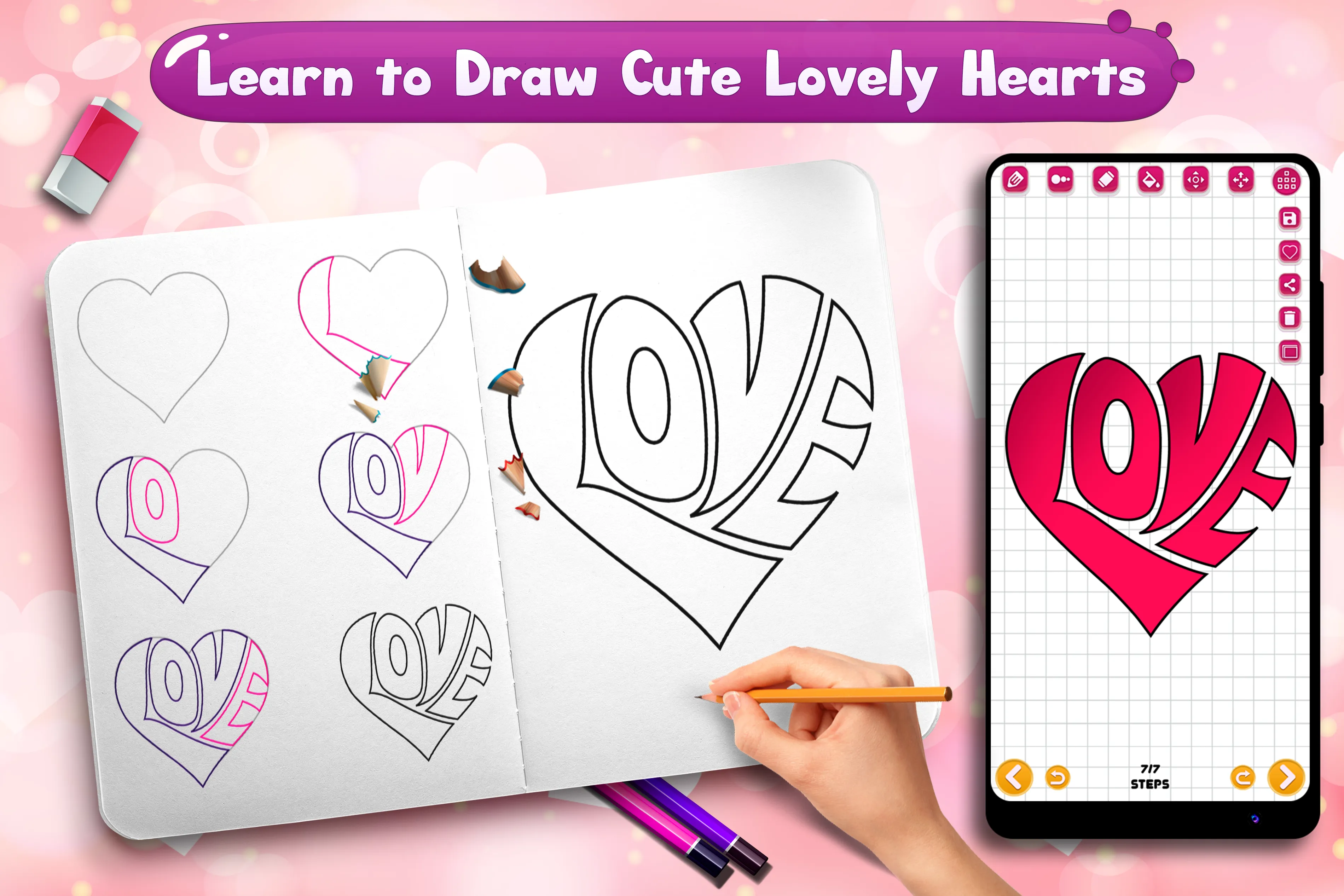 Learn to Draw Lovely Hearts | Indus Appstore | Screenshot