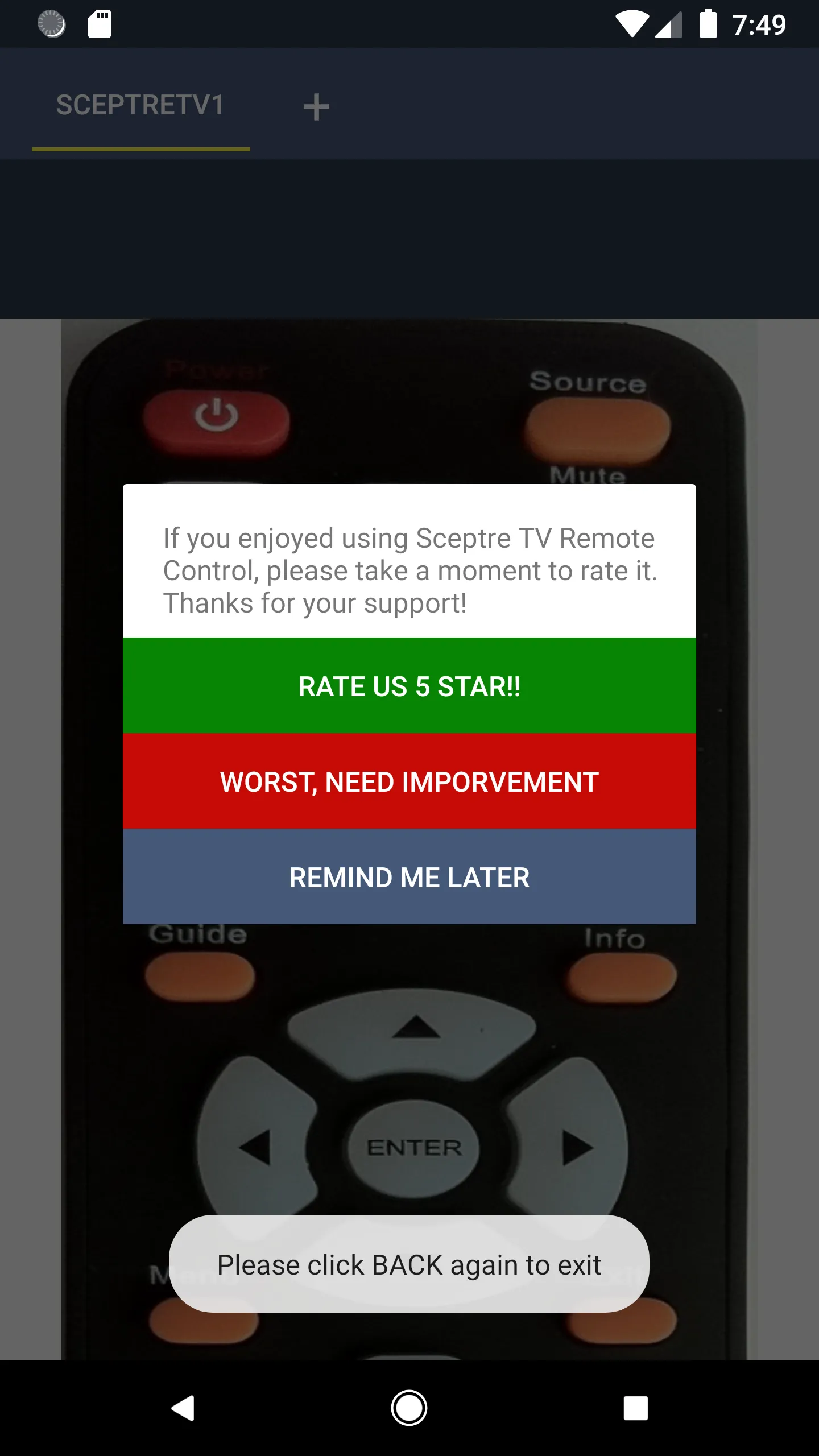 Sceptre TV Remote | Indus Appstore | Screenshot