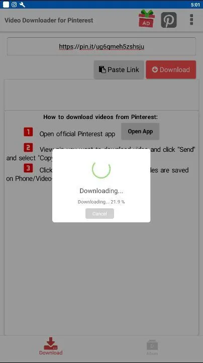 Video Downloader for Pinterest | Indus Appstore | Screenshot