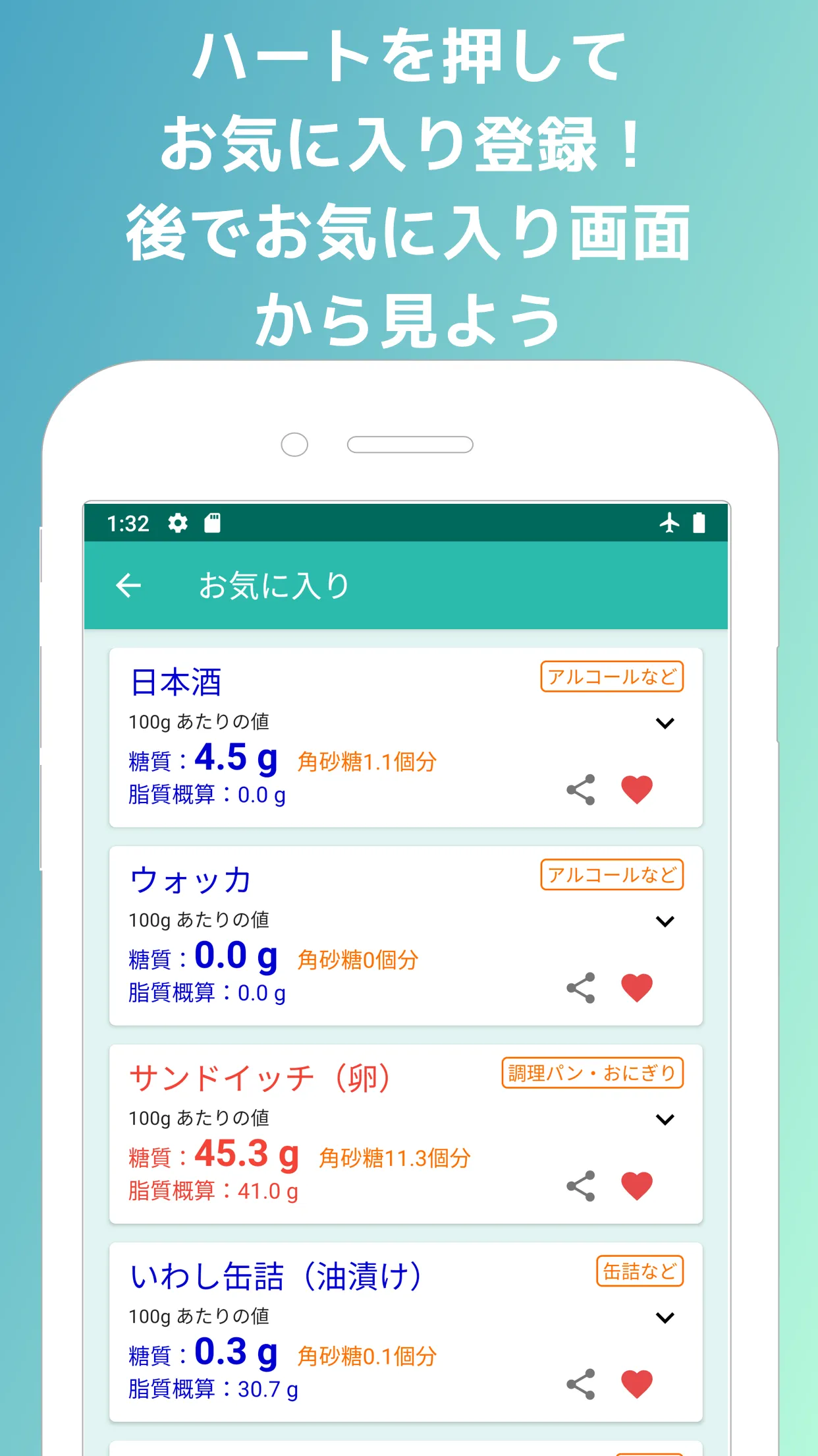 ポケット糖質量 | Indus Appstore | Screenshot