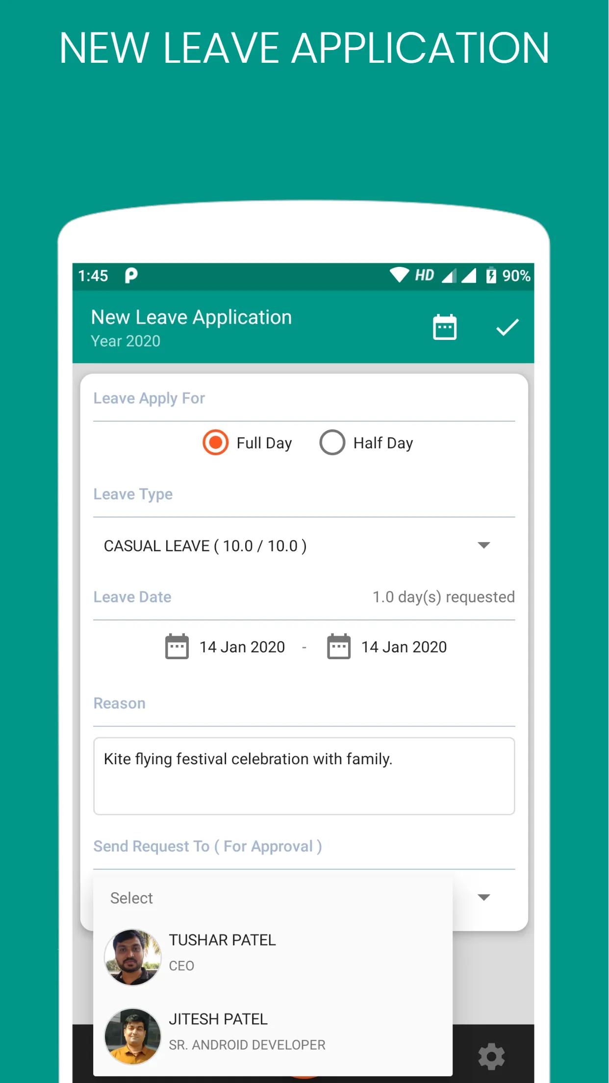 Leave Application | Indus Appstore | Screenshot