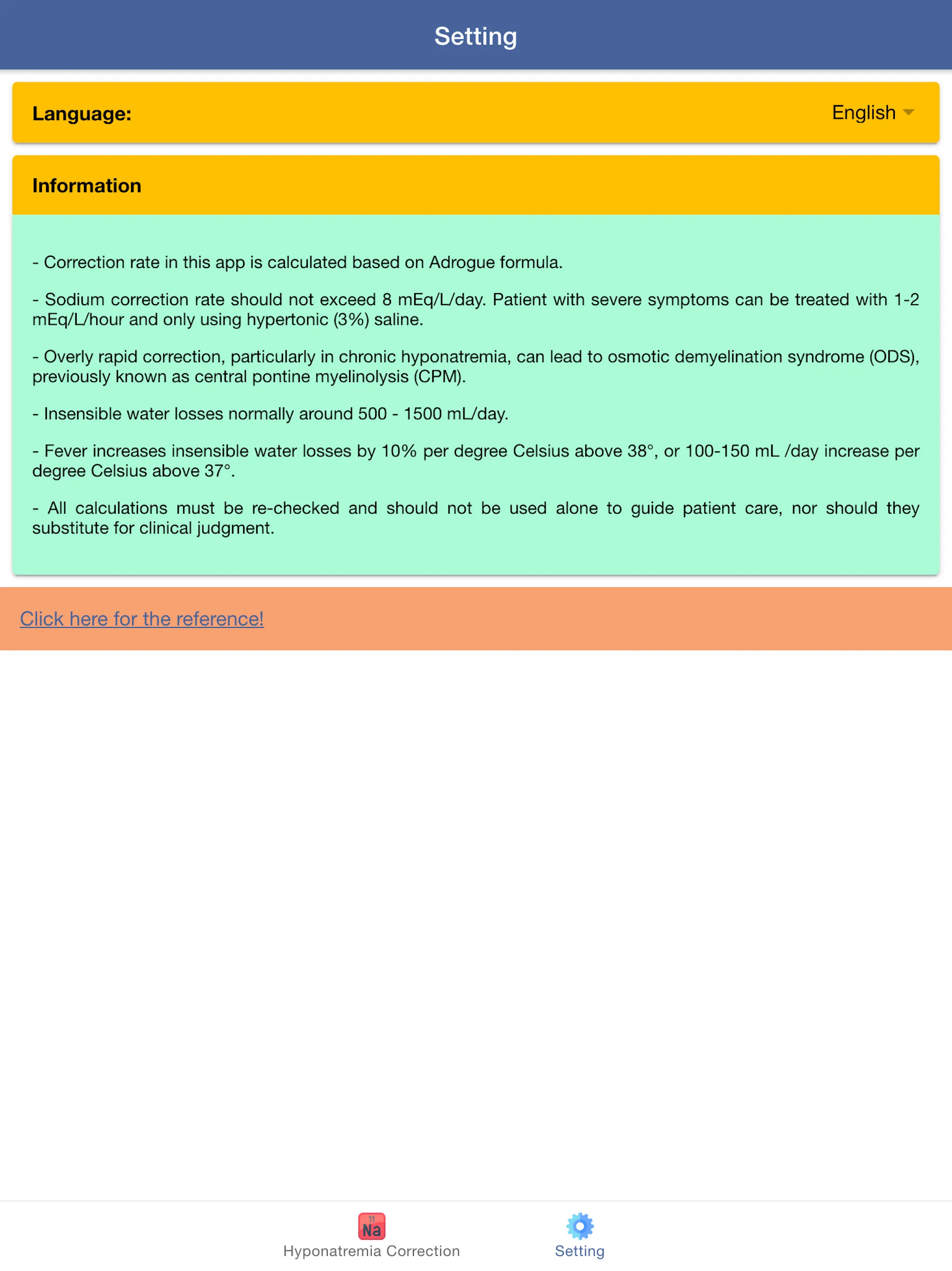 Hyponatremia Correction Rate | Indus Appstore | Screenshot