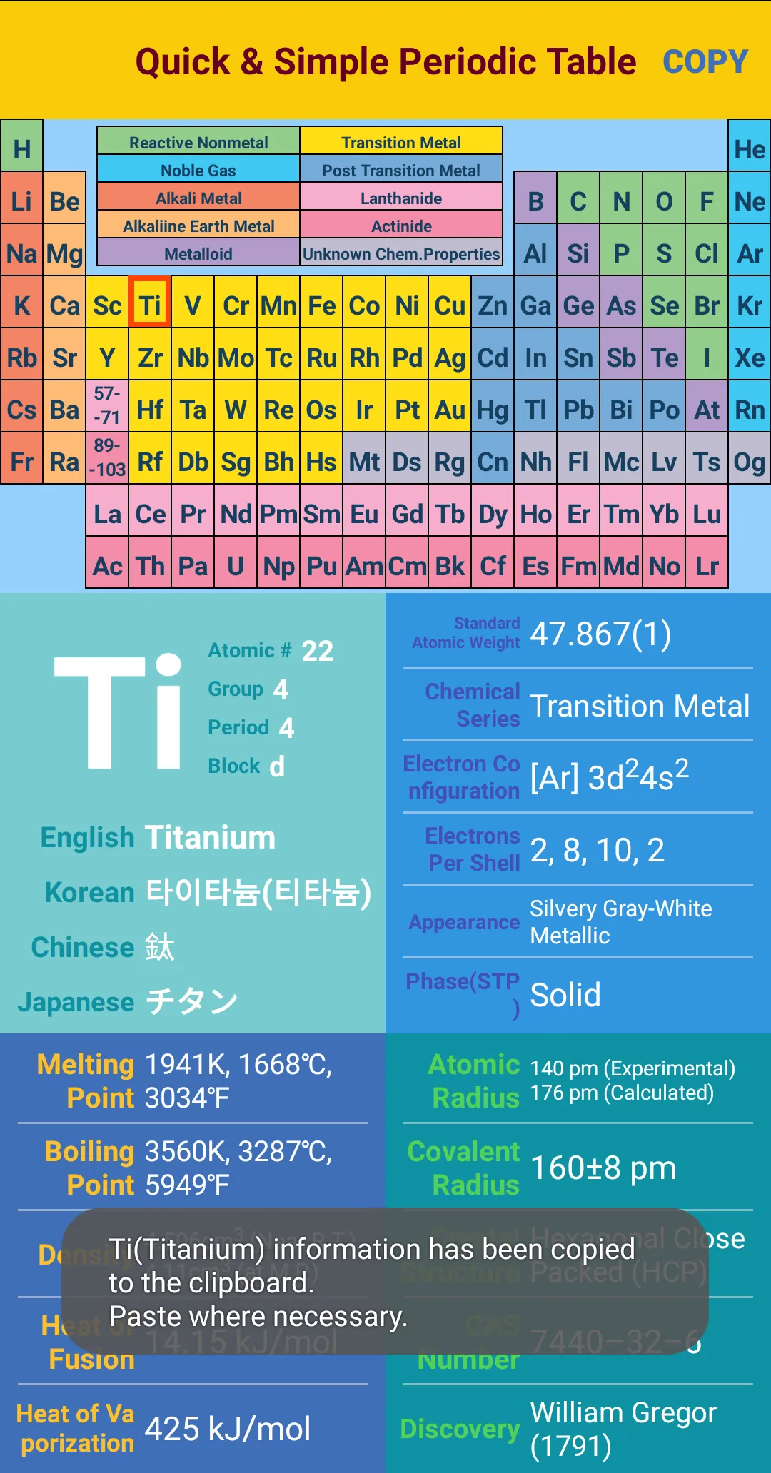 Quick & Simple Periodic Table | Indus Appstore | Screenshot