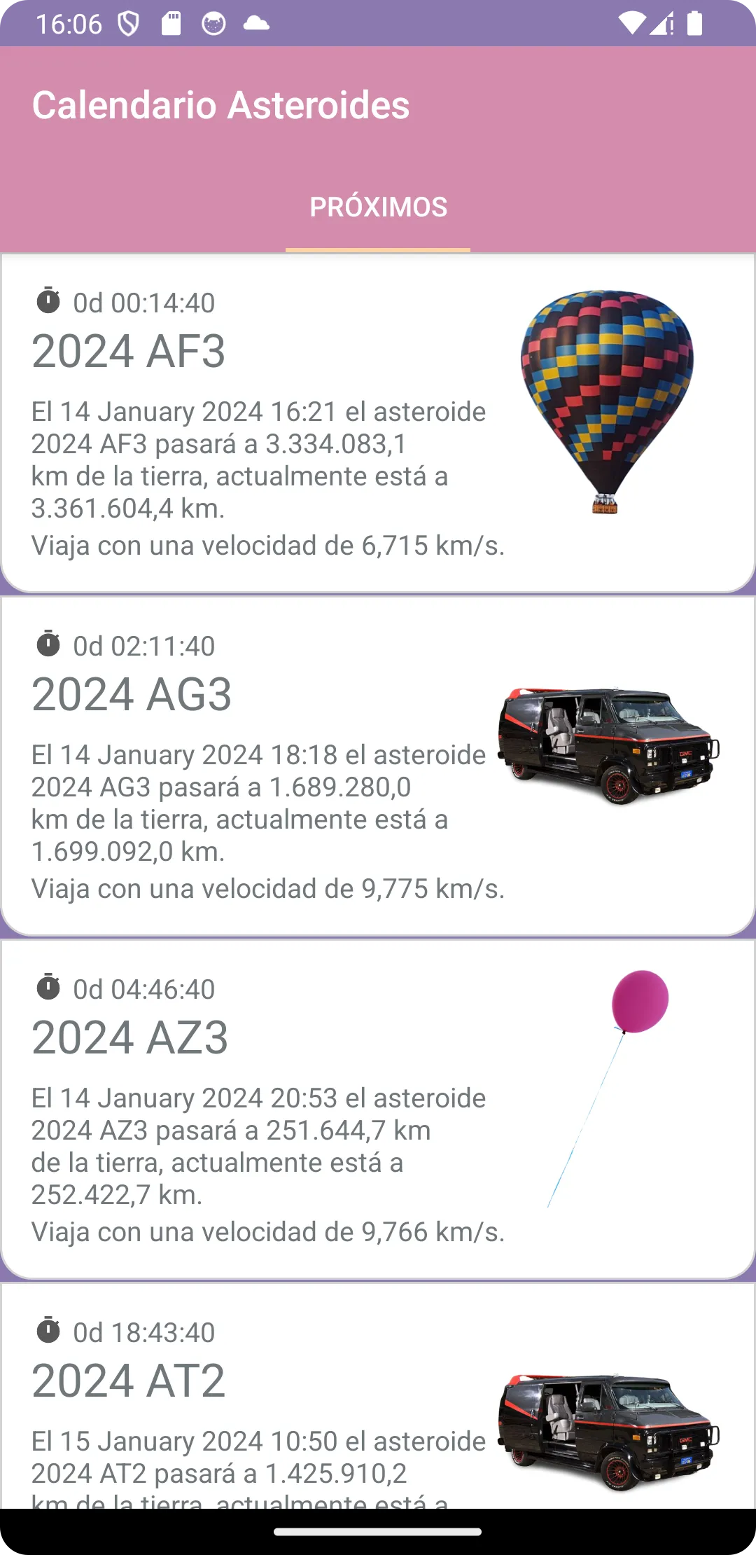 Asteroid Tracker Calendar | Indus Appstore | Screenshot