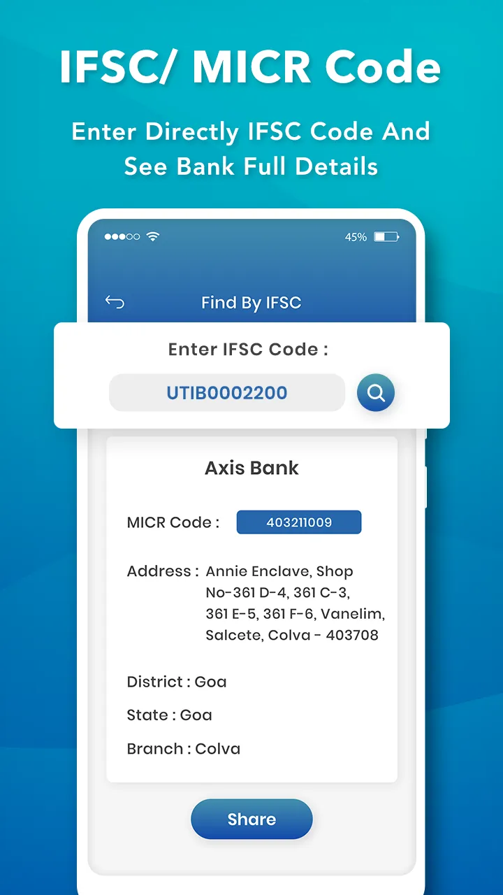 IFSC--MICR Code | Indus Appstore | Screenshot