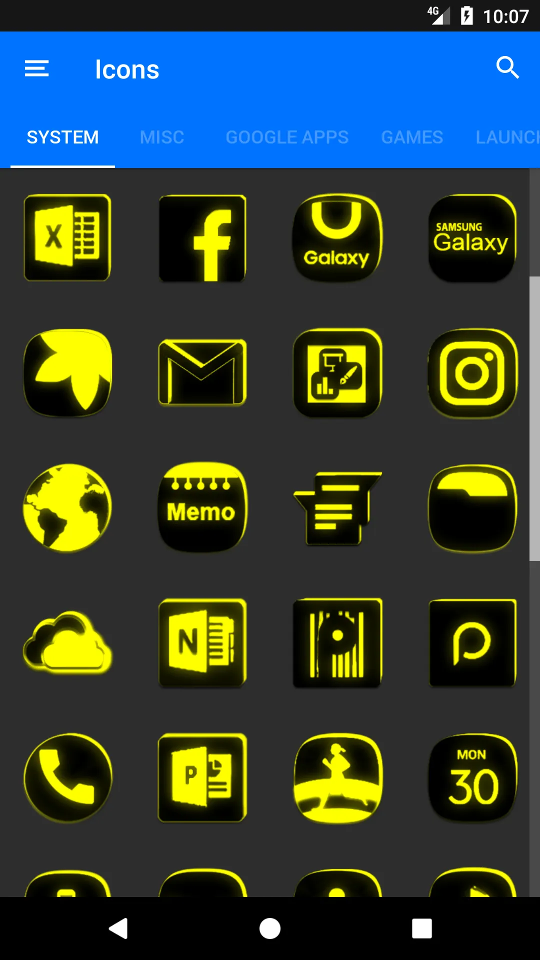 Flat Black and Yellow IconPack | Indus Appstore | Screenshot