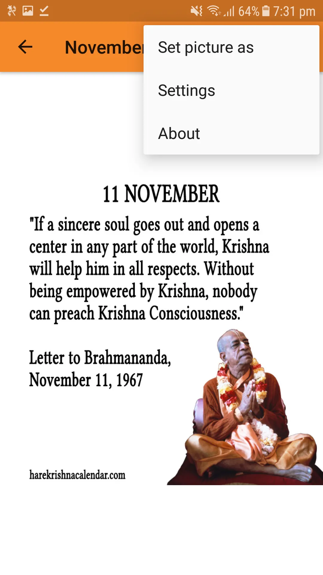 Prabhupada Daily Quote Gallery | Indus Appstore | Screenshot