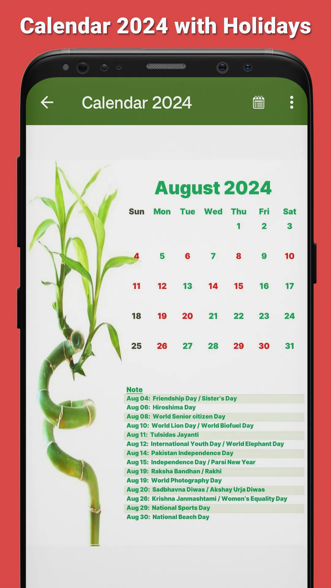 Calendar 2024 with Holidays | Indus Appstore | Screenshot