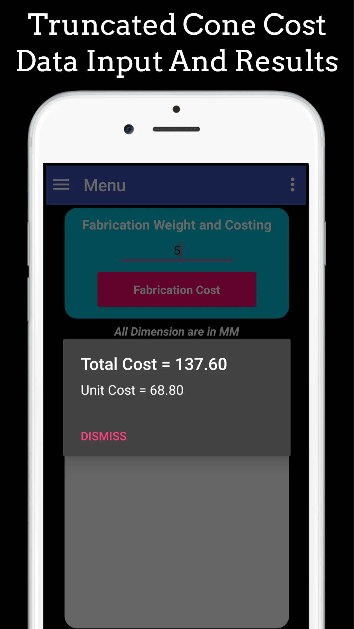 Fabrication Weight & Cost Calc | Indus Appstore | Screenshot