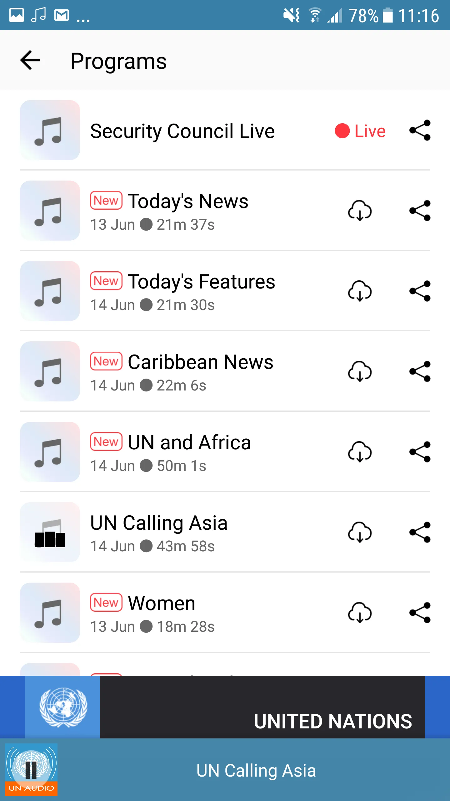 UN Audio Channels | Indus Appstore | Screenshot