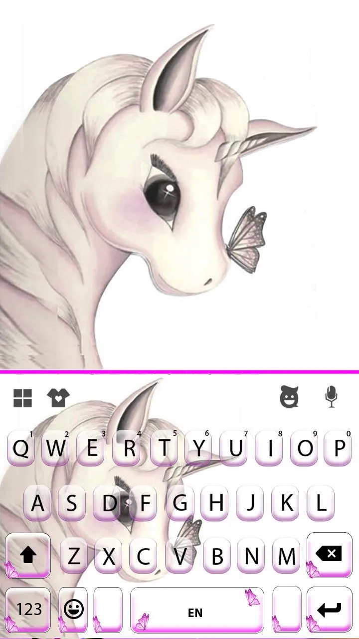 Silver Unicorn Butterfly Keybo | Indus Appstore | Screenshot