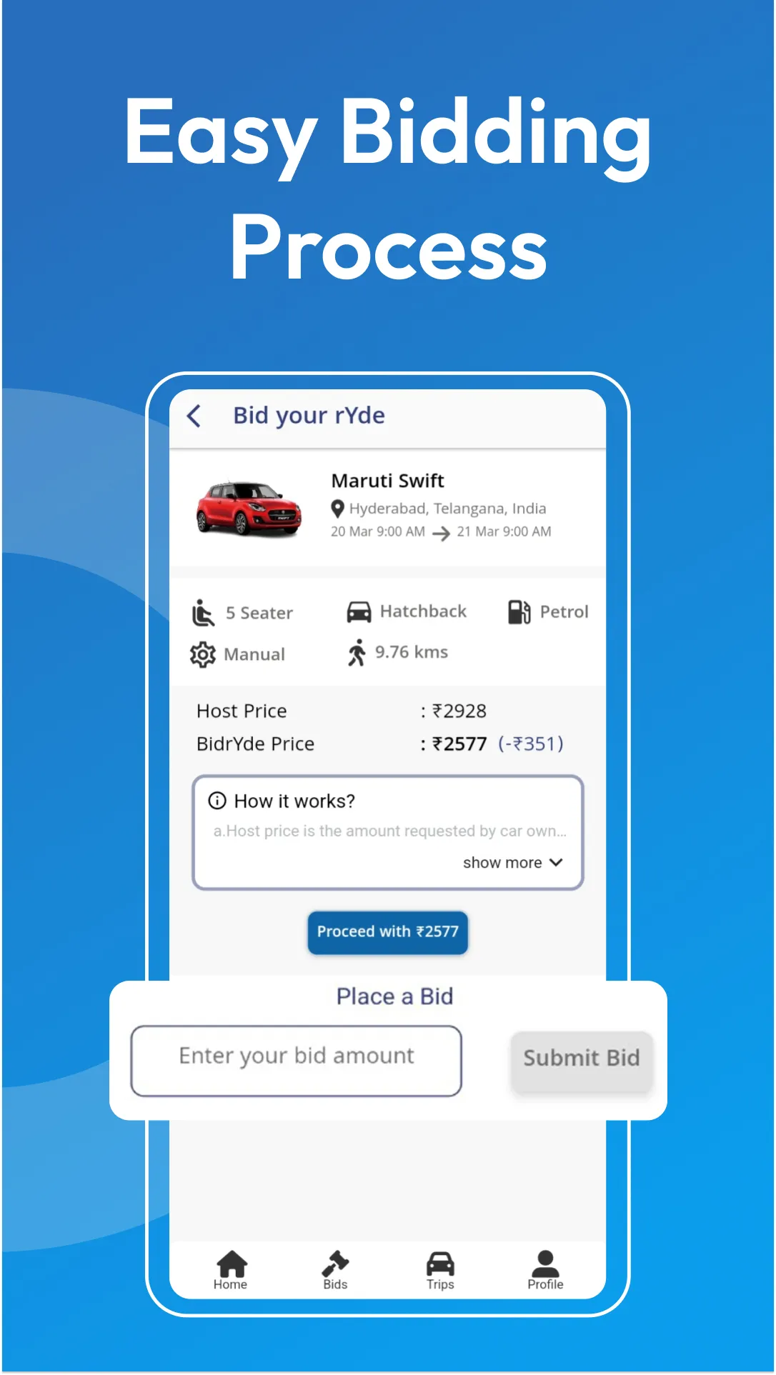 BidrYde - Self Drive Cars | Indus Appstore | Screenshot