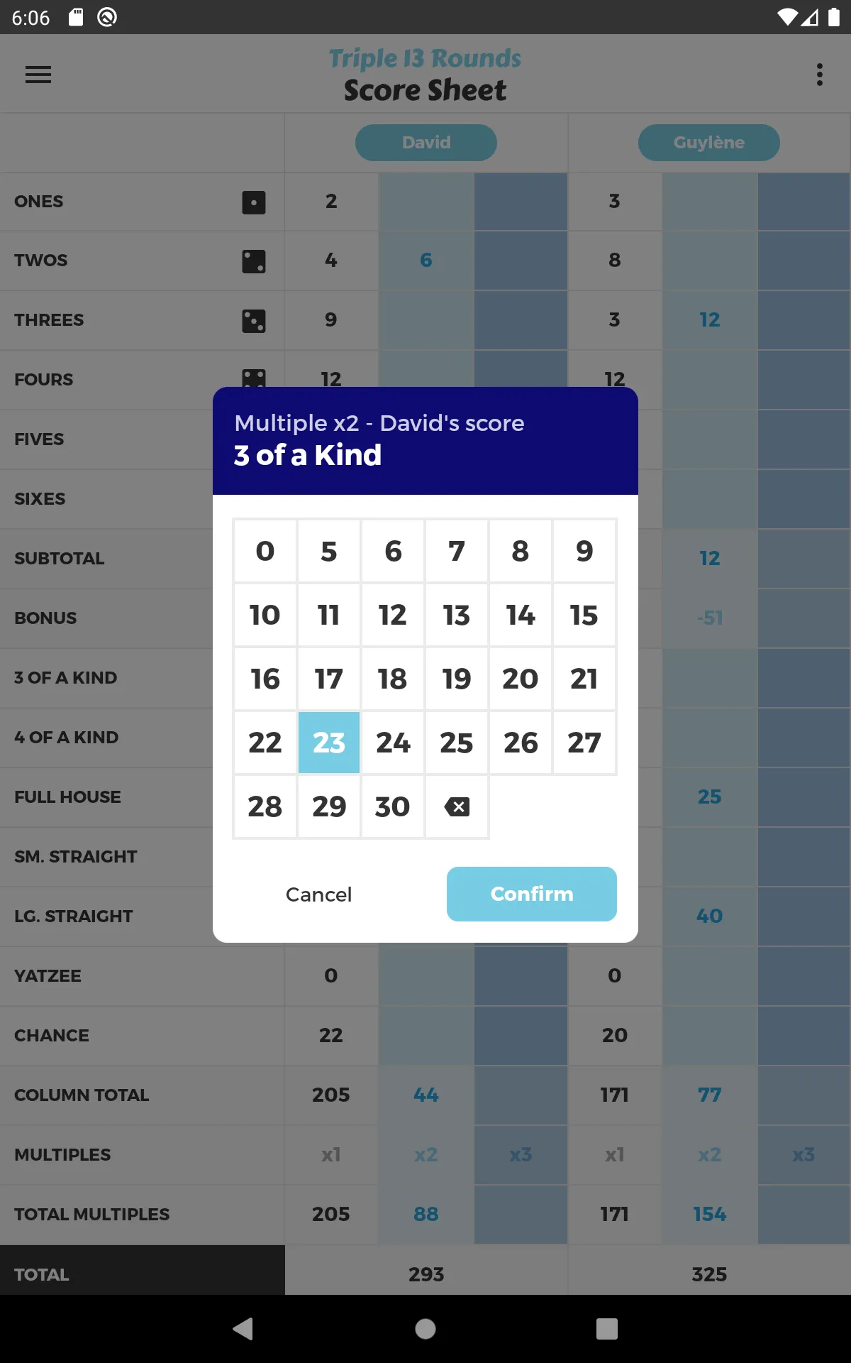 Triple 13 Rounds Score Sheet | Indus Appstore | Screenshot