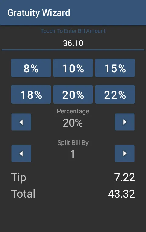 Gratuity Wizard (tip calculato | Indus Appstore | Screenshot