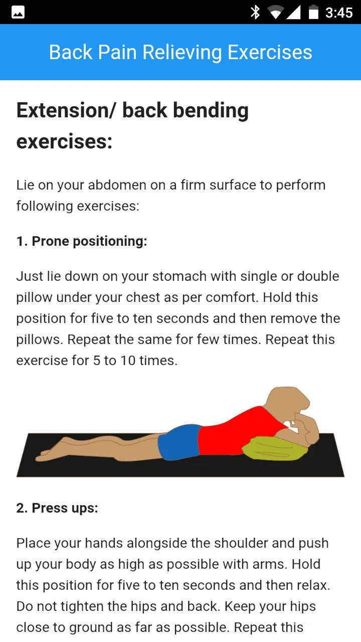 Back Pain Relieving Exercises | Indus Appstore | Screenshot