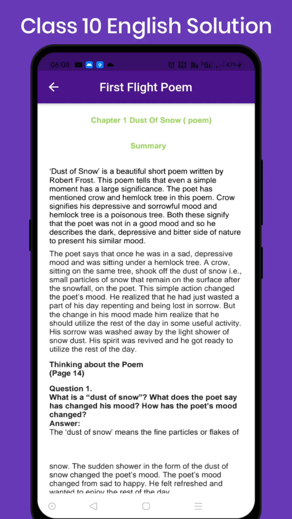 Class 10 English Solution | Indus Appstore | Screenshot