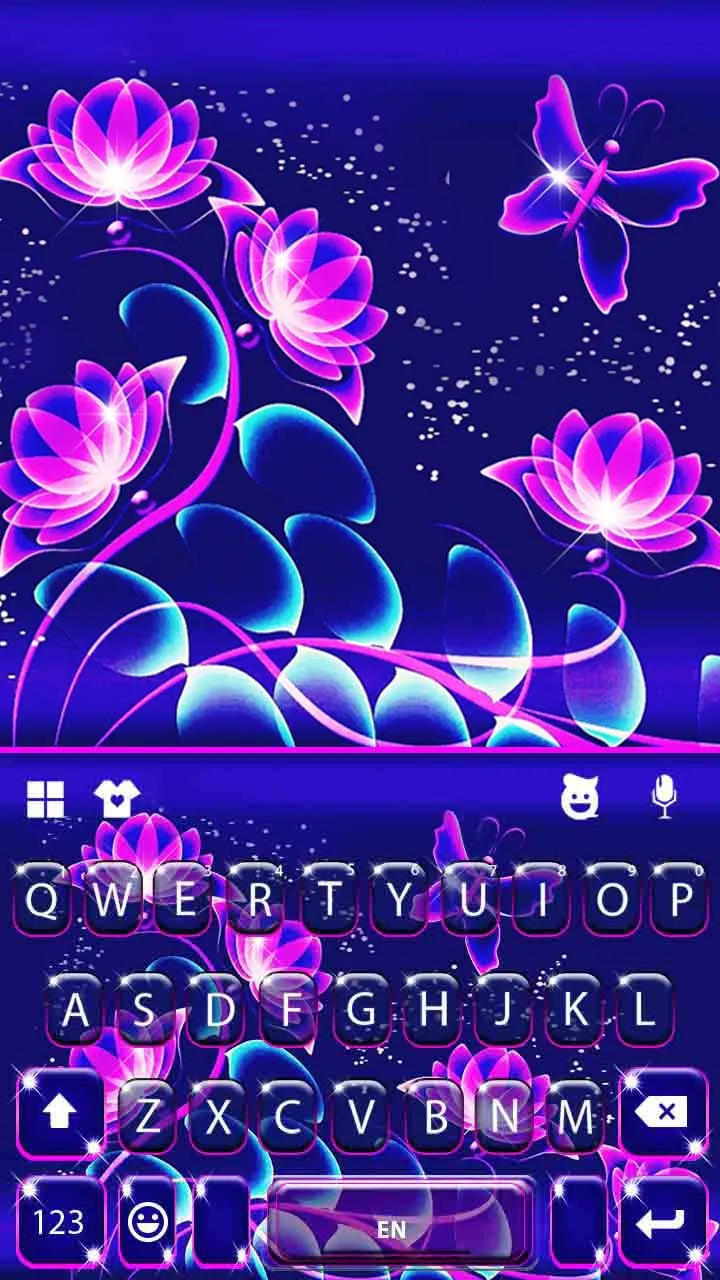 Purple Neon Flowers Keyboard T | Indus Appstore | Screenshot