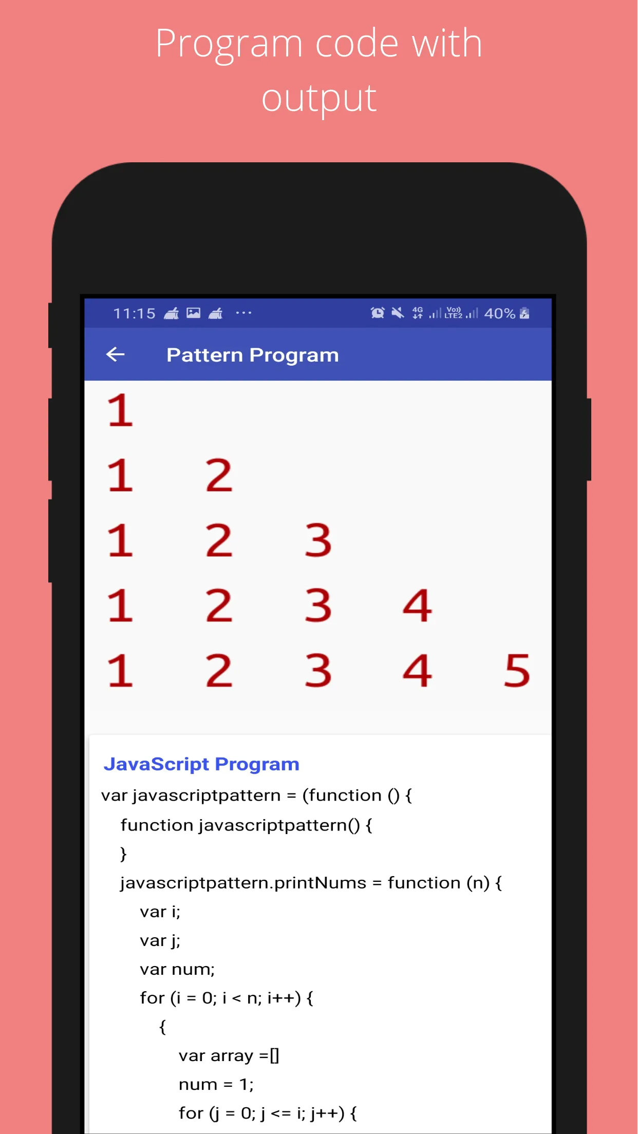 JavaScript Pattern Programs | Indus Appstore | Screenshot